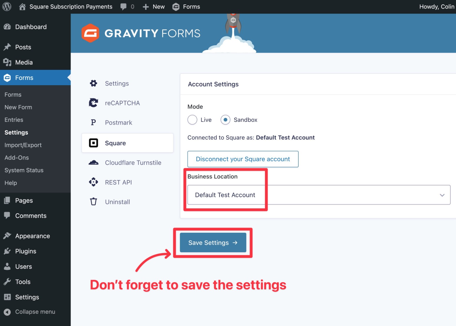 Choose Square account