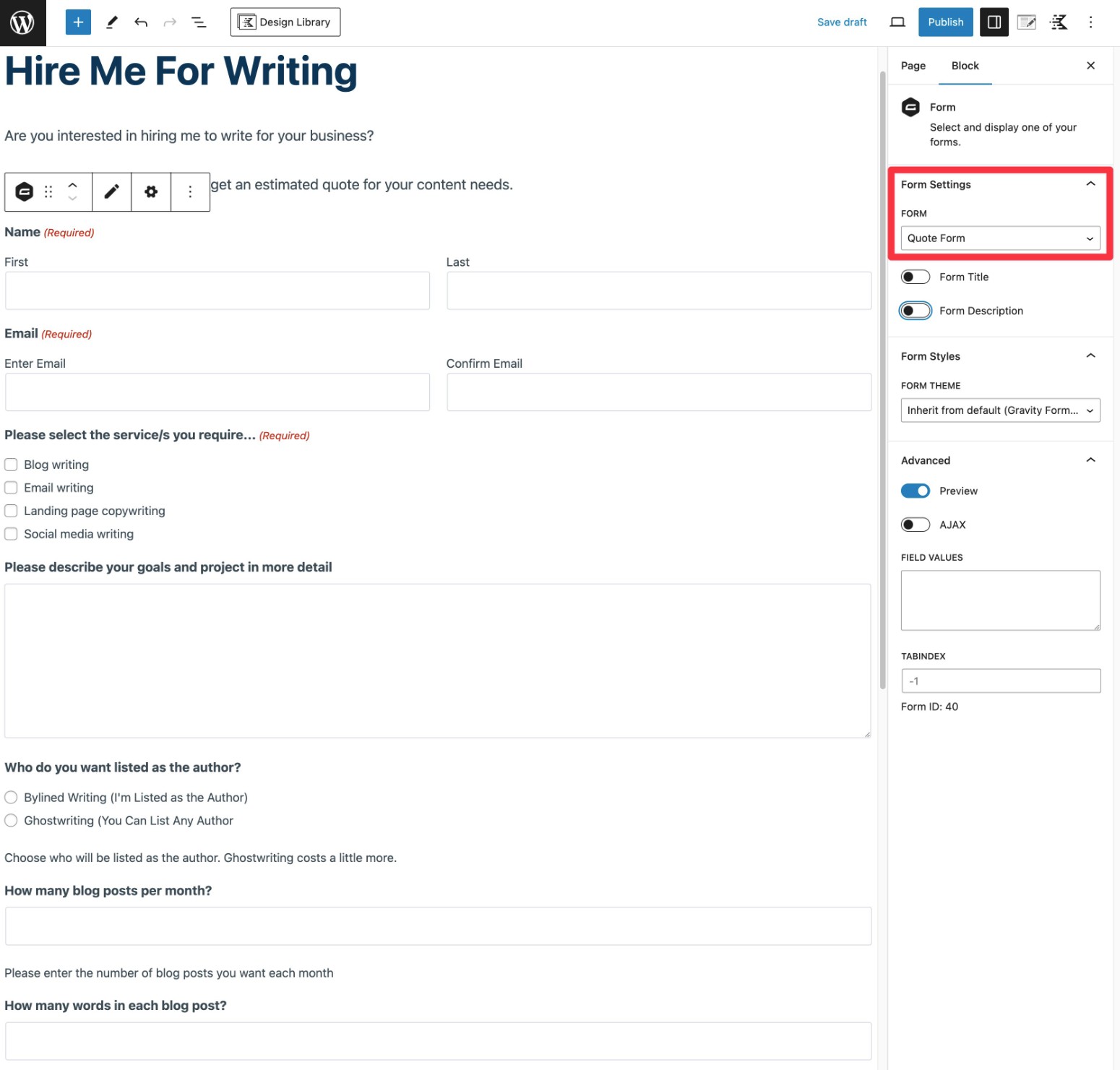 Embed your request a quote form