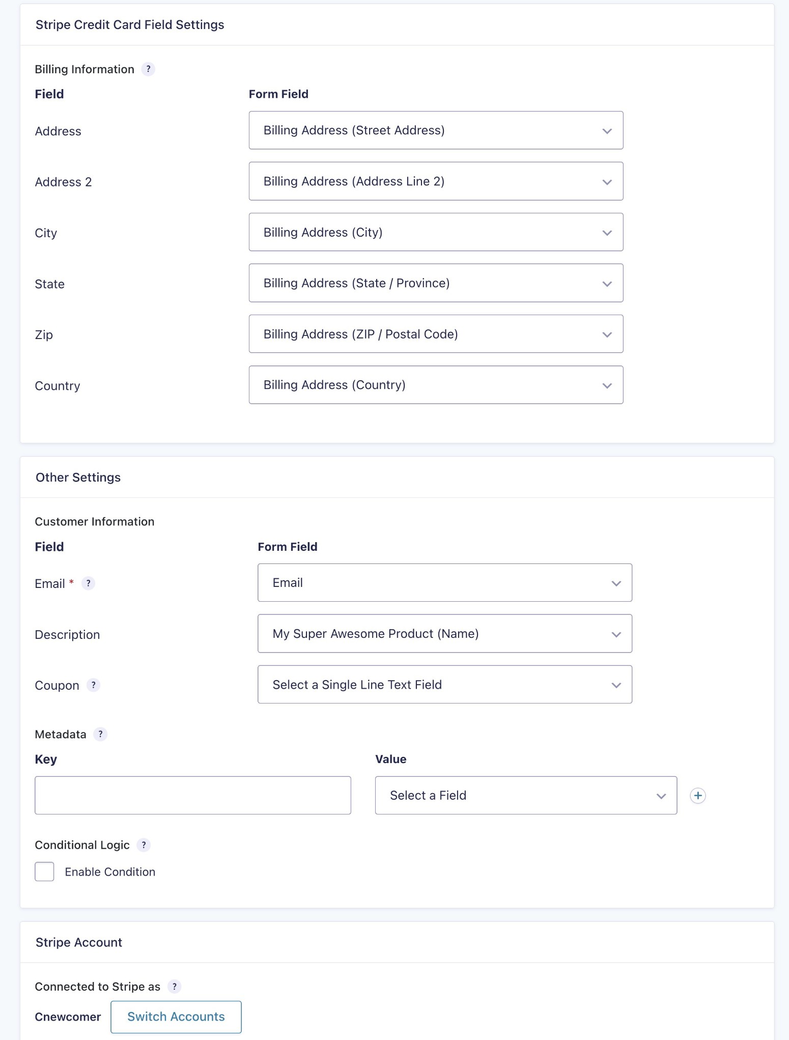 Configure Gravity Forms Stripe feed