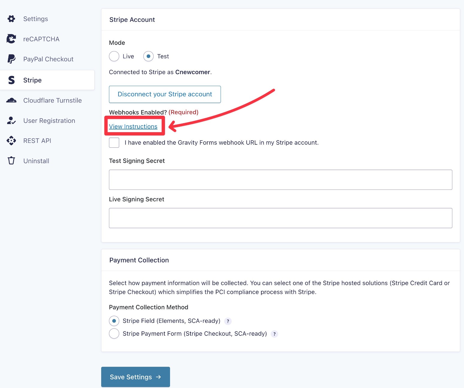 Open webhook instructions