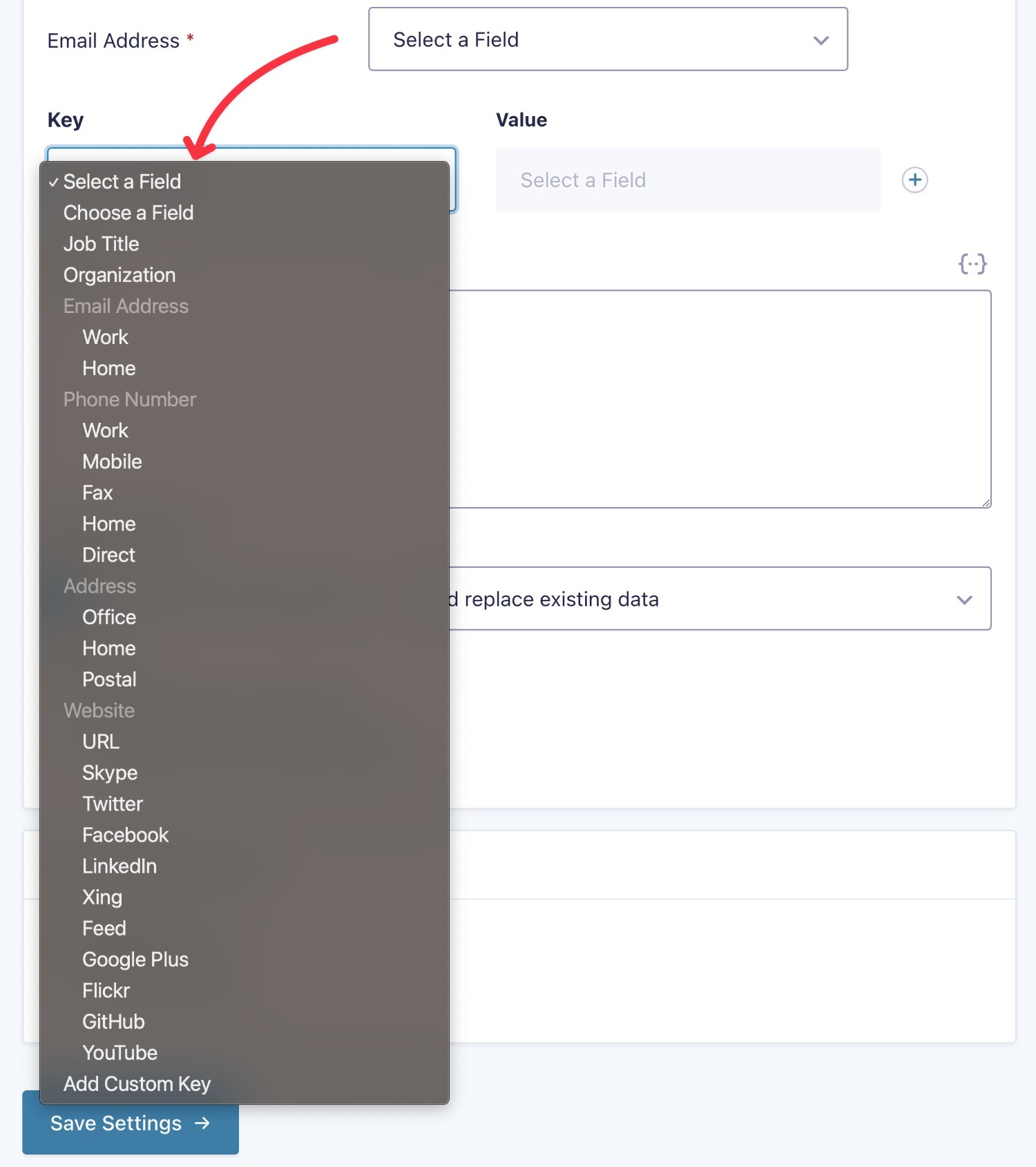 Additional fields that you can map to in Capsule