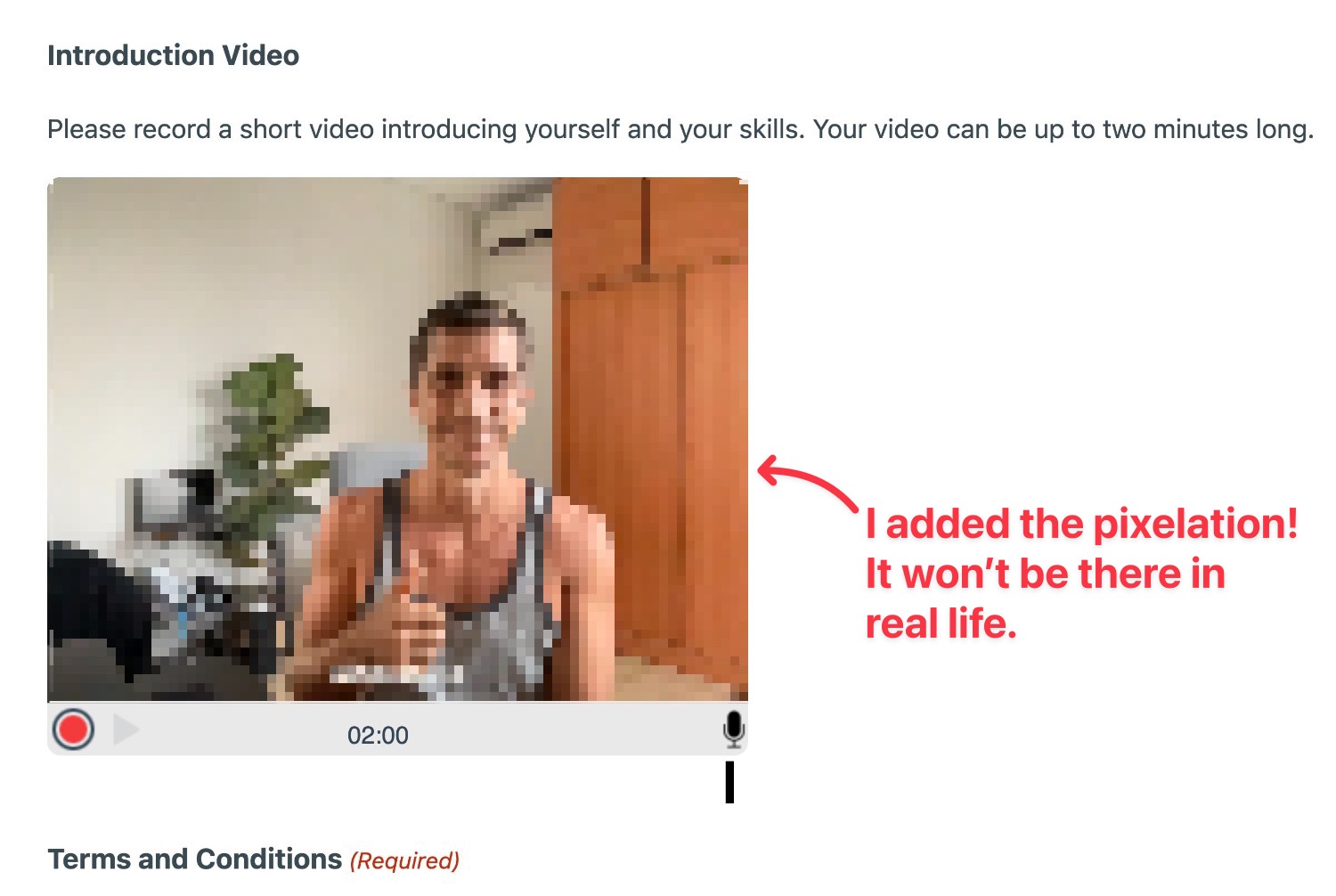 An example of a recorded video
