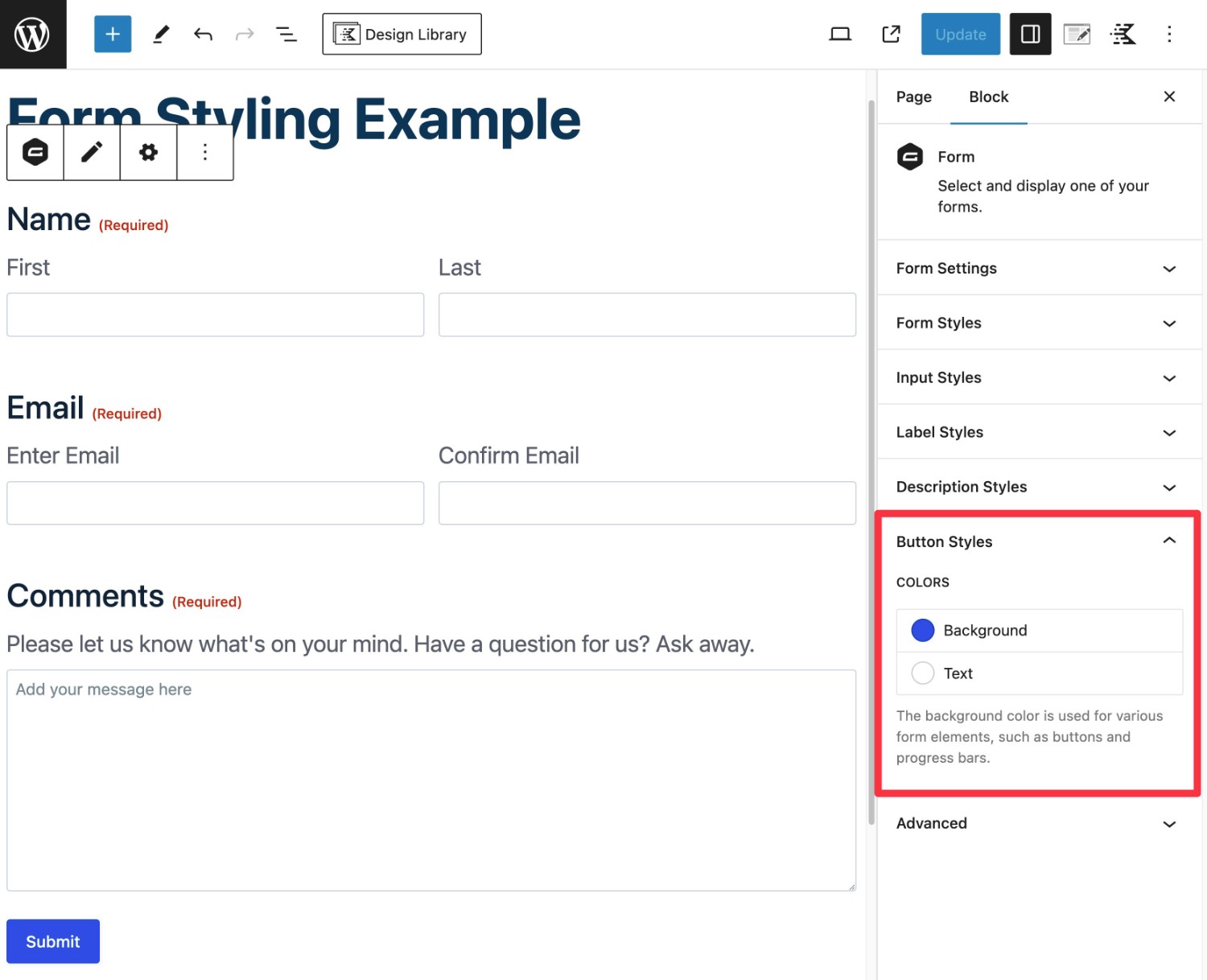 Button style options