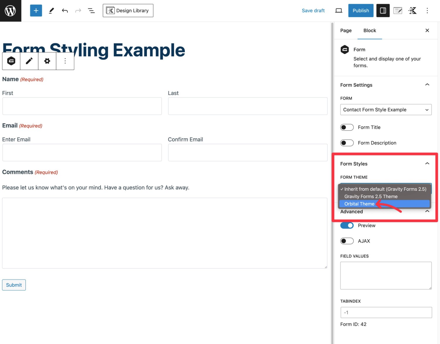 Choose the Orbital for theme
