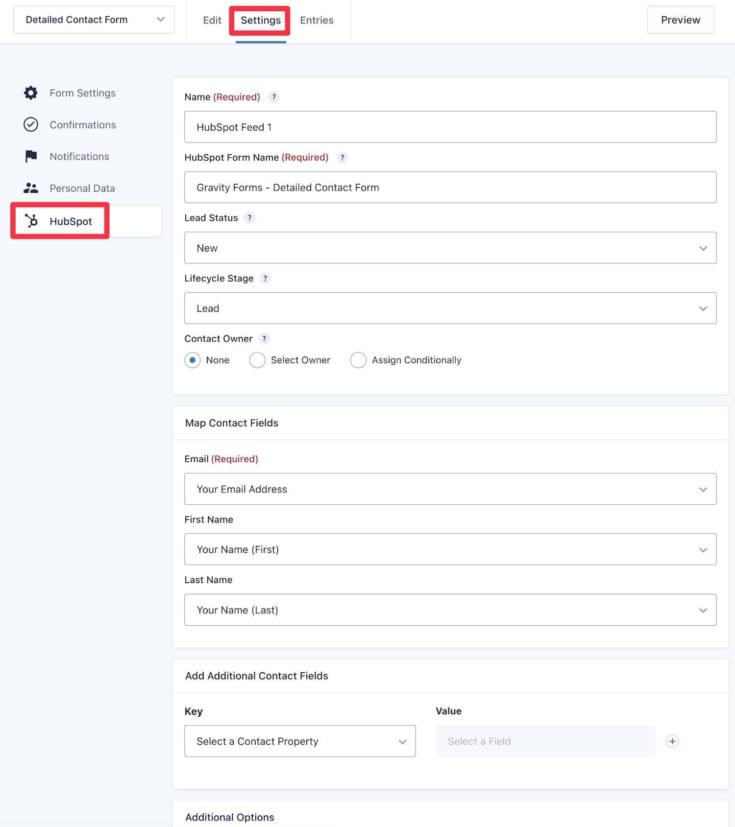 Create a HubSpot feed