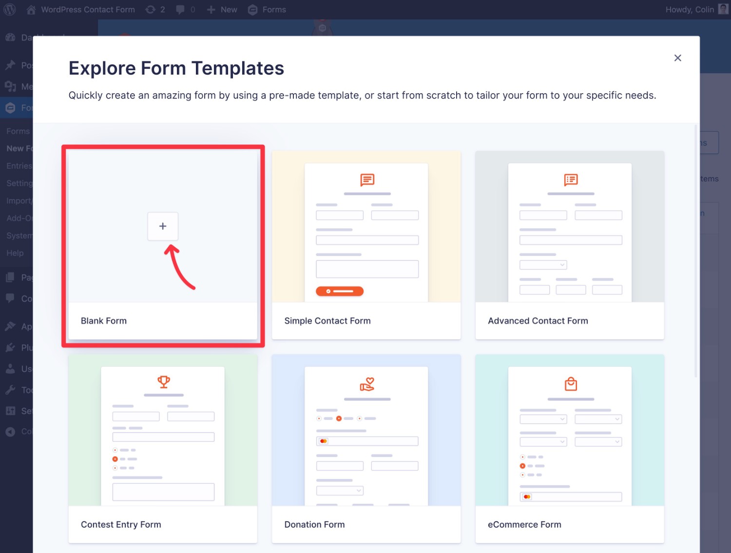 Build a blank form from scratch