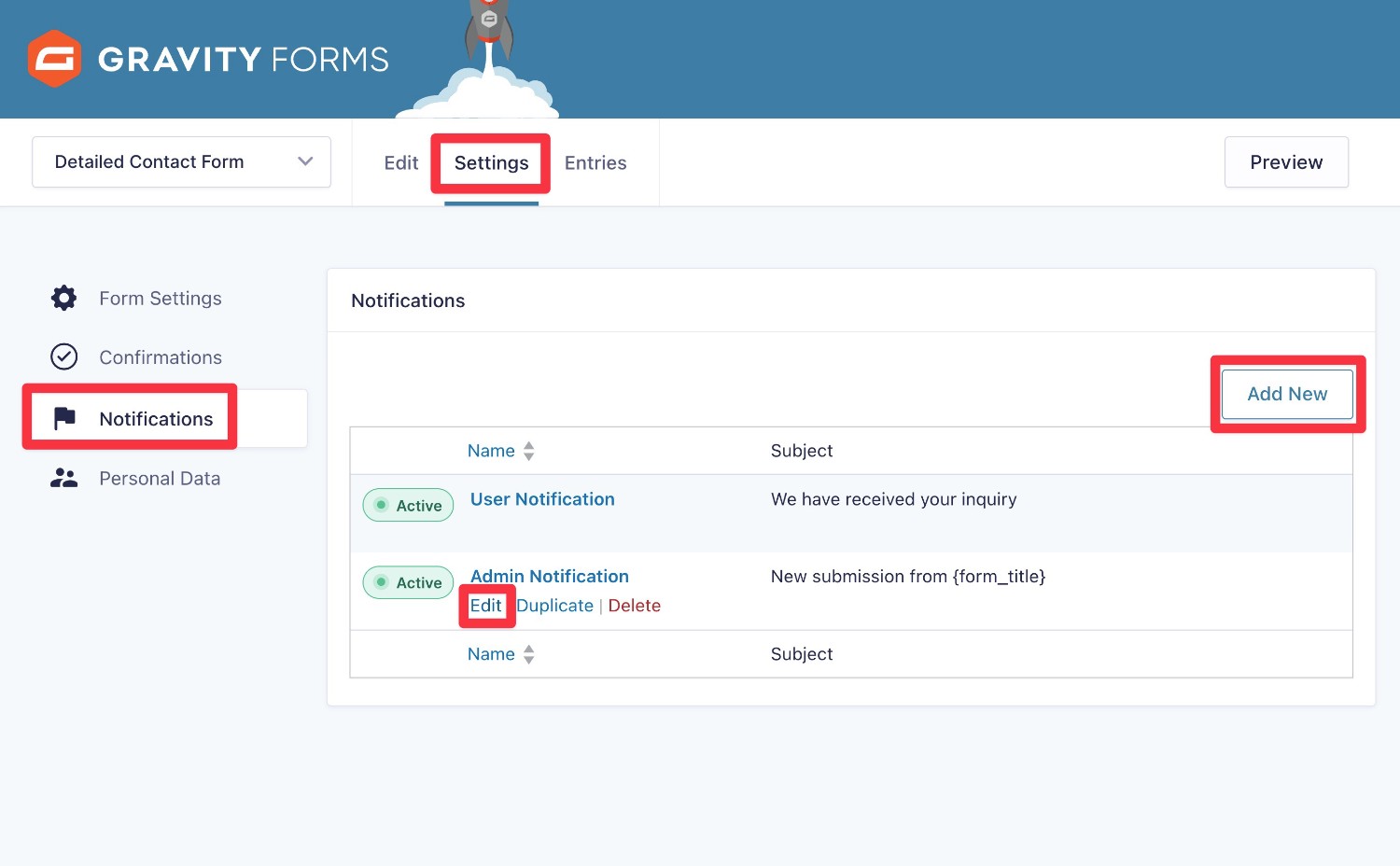 Adding form notifications