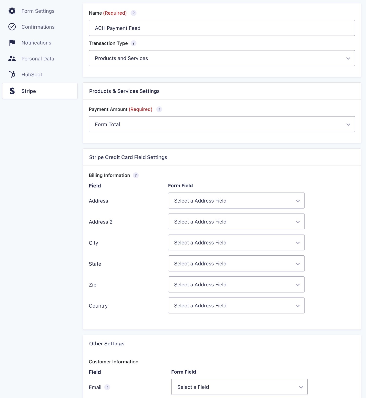 Stripe feed details