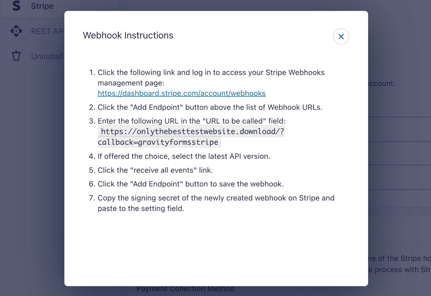 Gravity Forms Stripe instructions