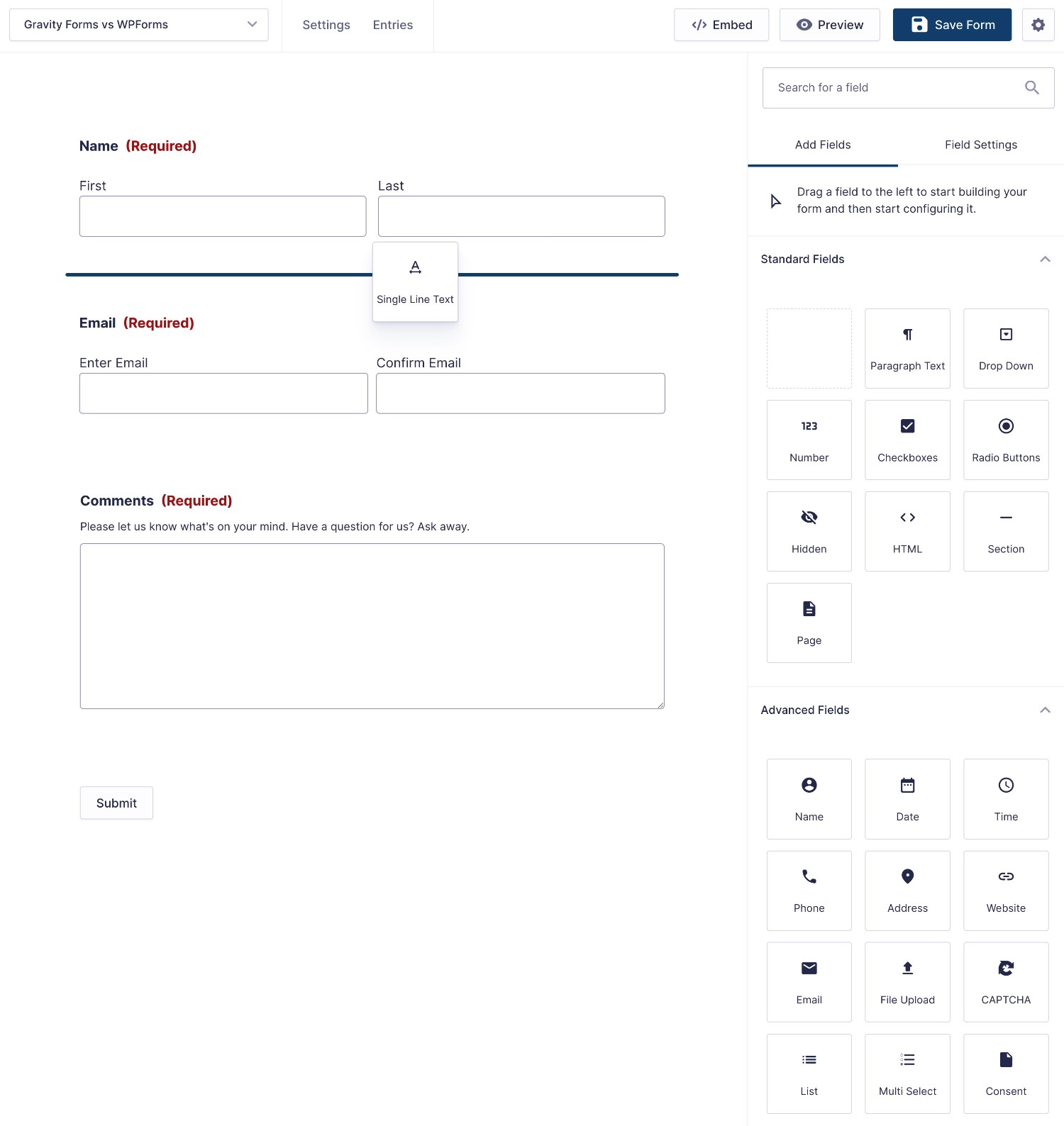 Gravity Forms builder