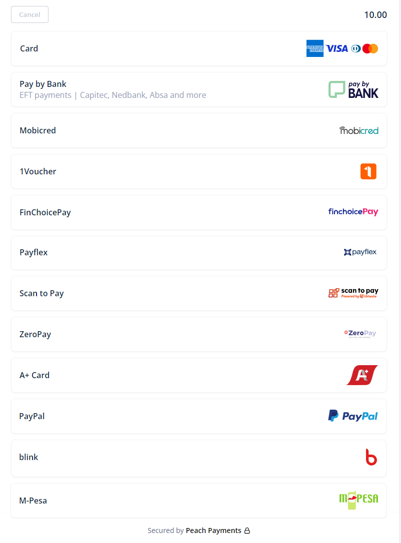 Peach Payments Checkout for Gravity Forms
