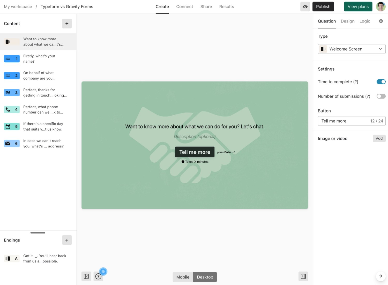 The Typeform builder