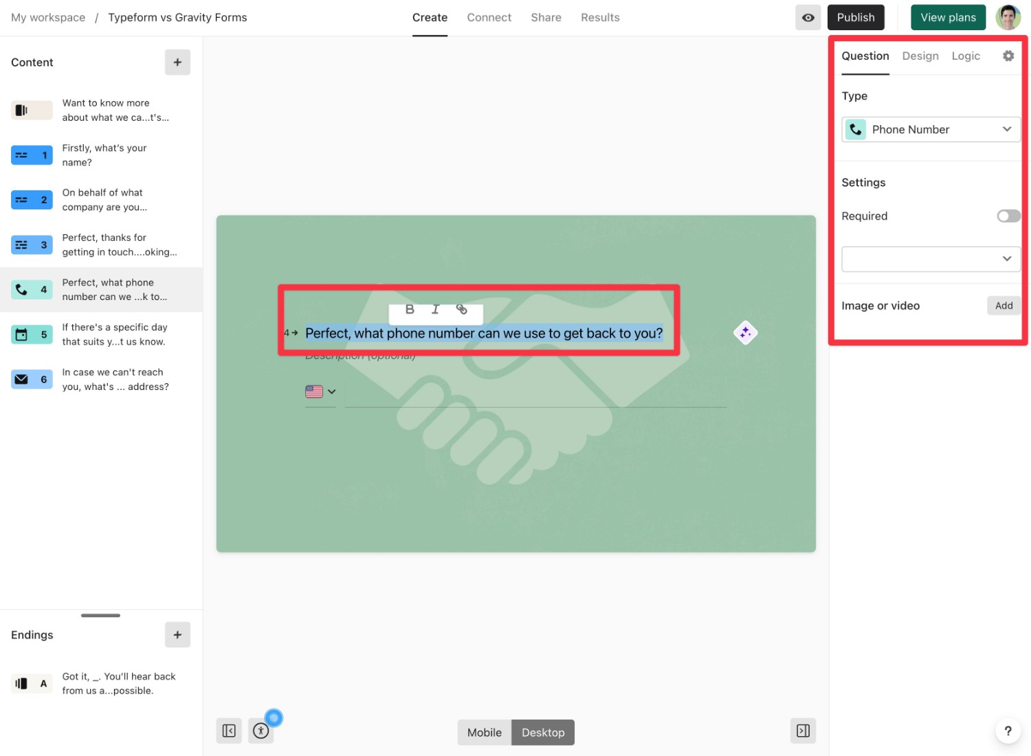 Editing Typeform questions