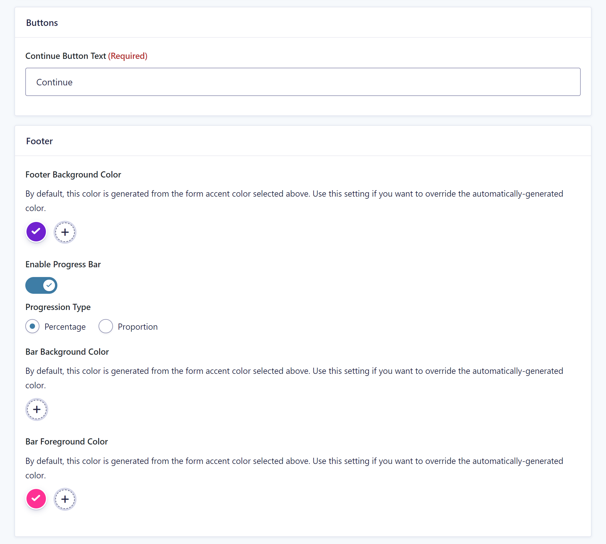 Buttons and Footer