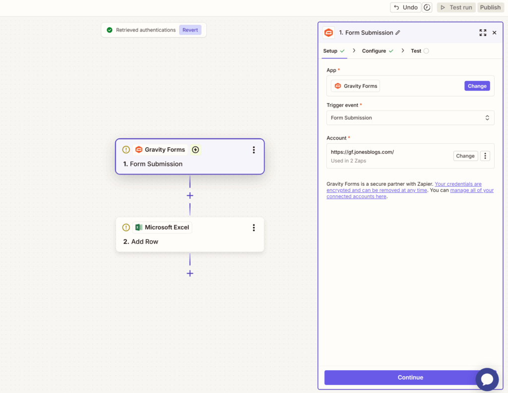 Gravity Forms to Microsoft Excel Export your entries using Zapier