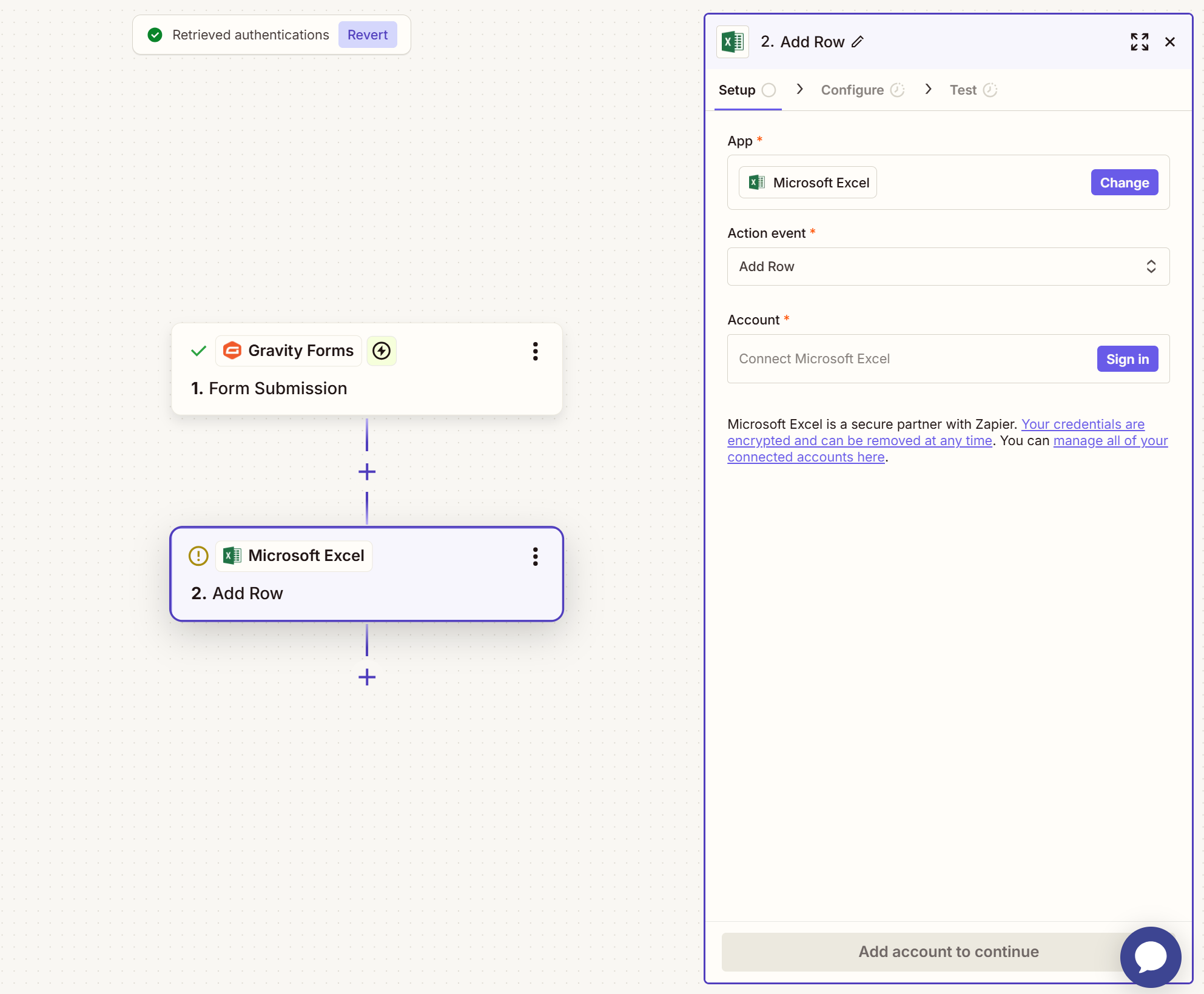 Zapier to Excel Setup