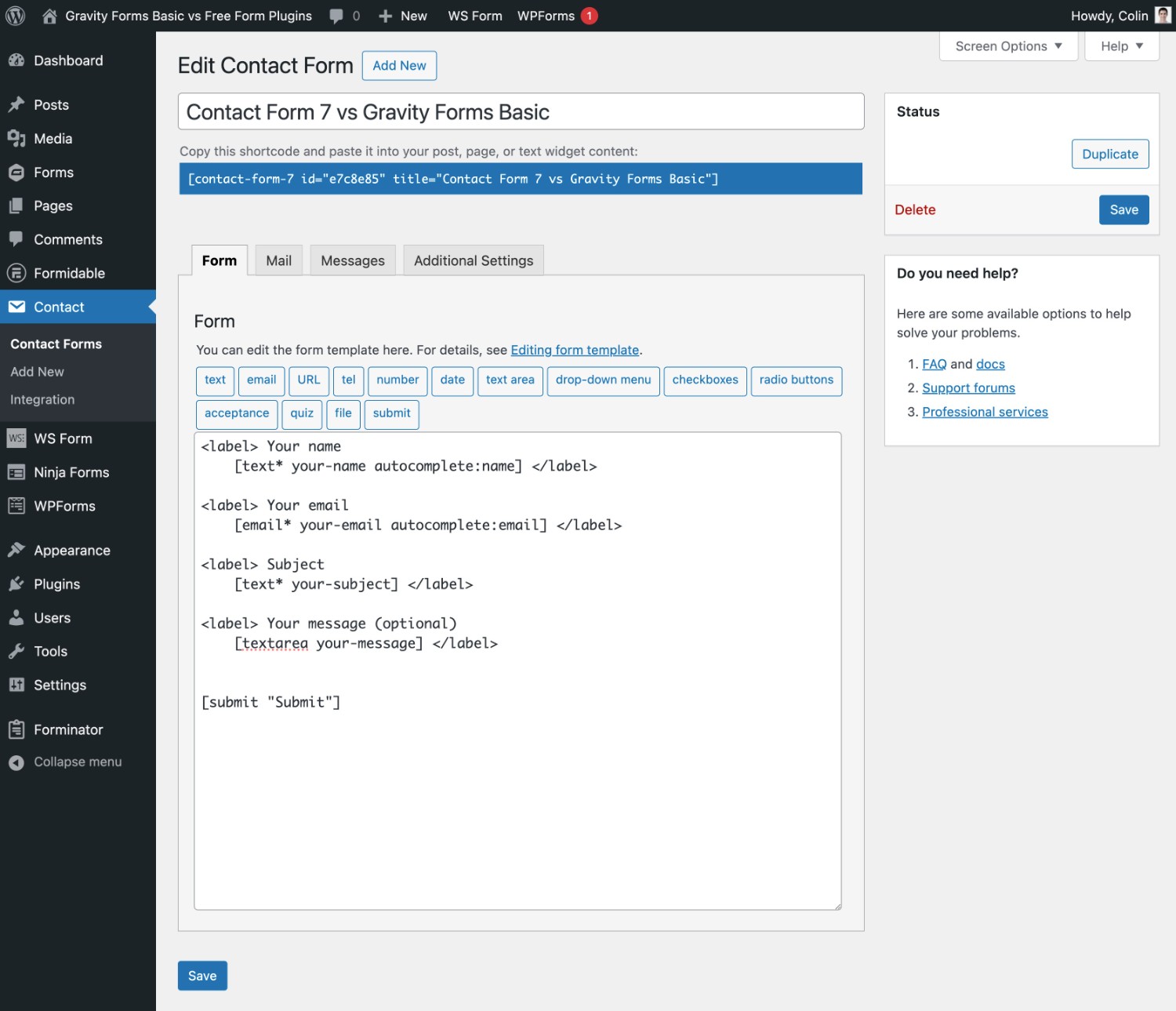 Contact Form 7 builder