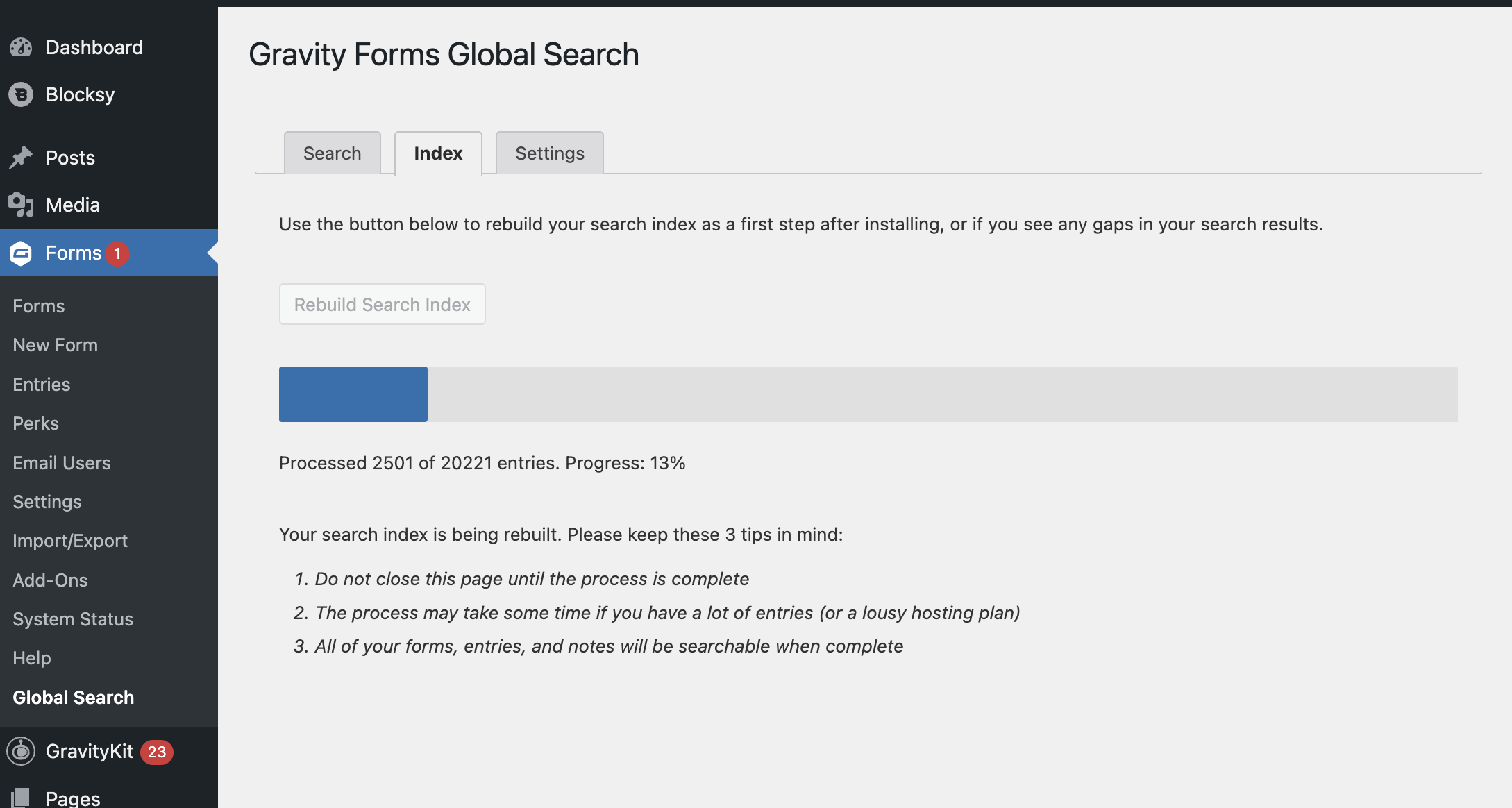 Global Search for Gravity Forms