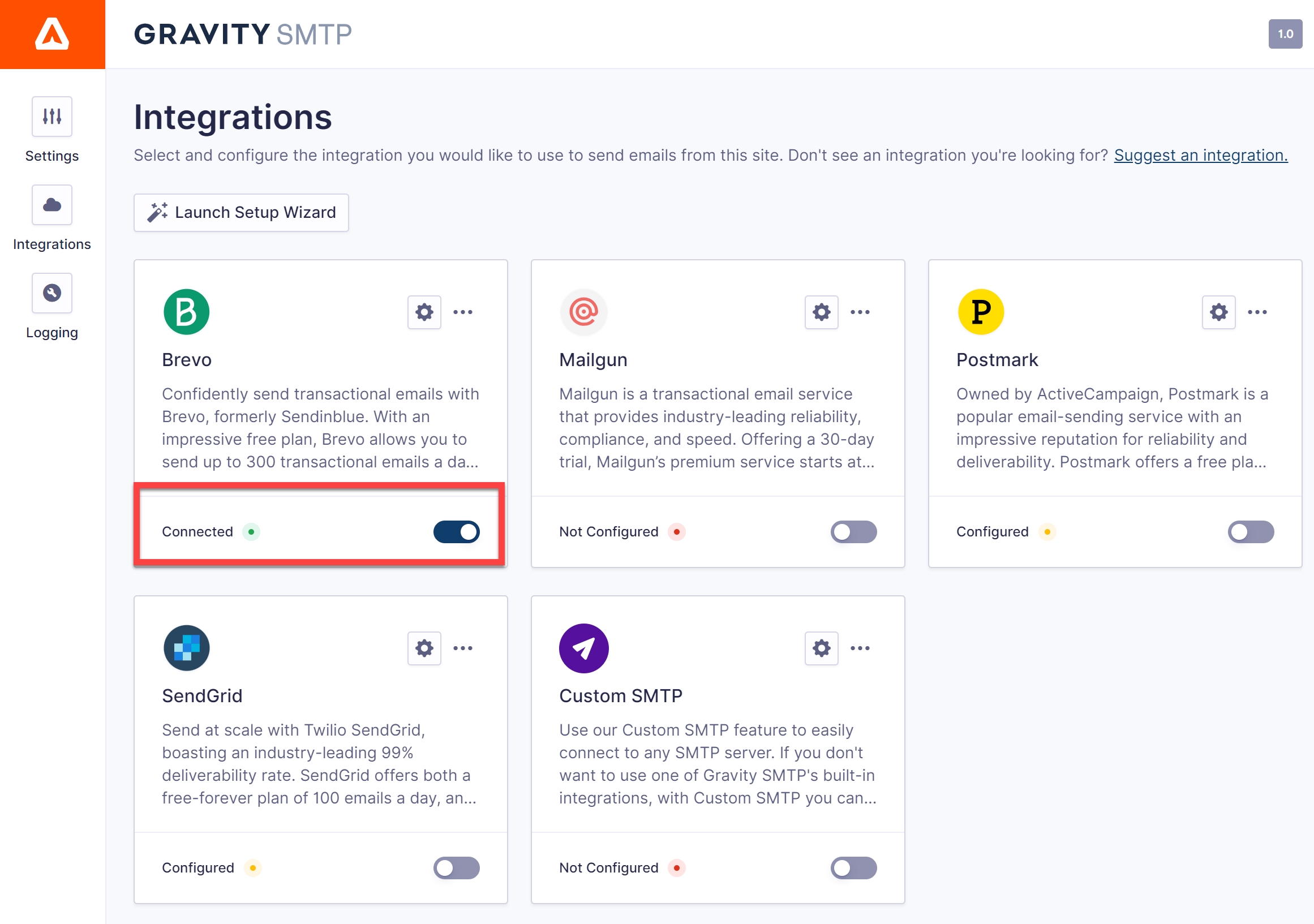 Gravity SMTP Brevo Connected