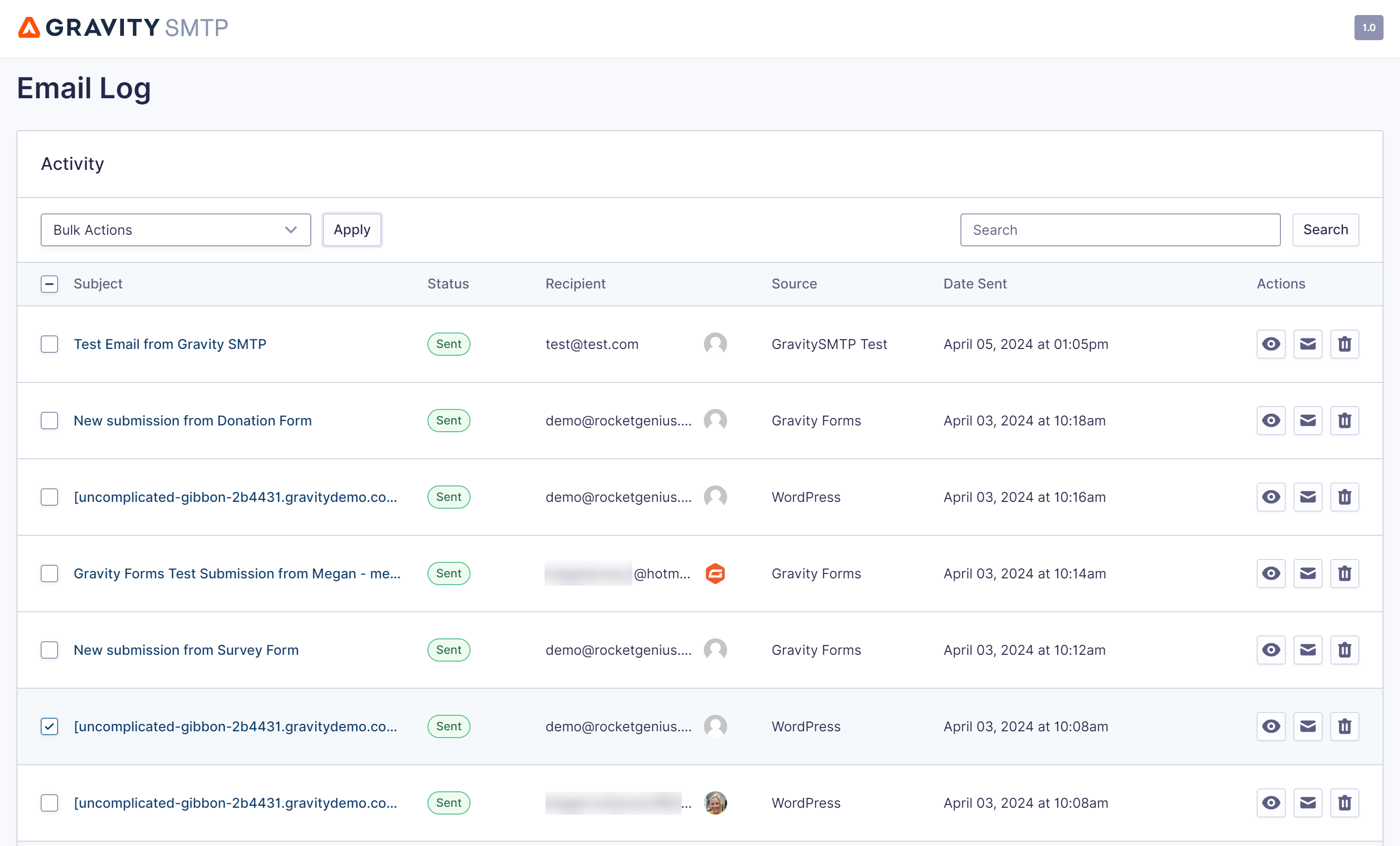Gravity SMTP - Email Log