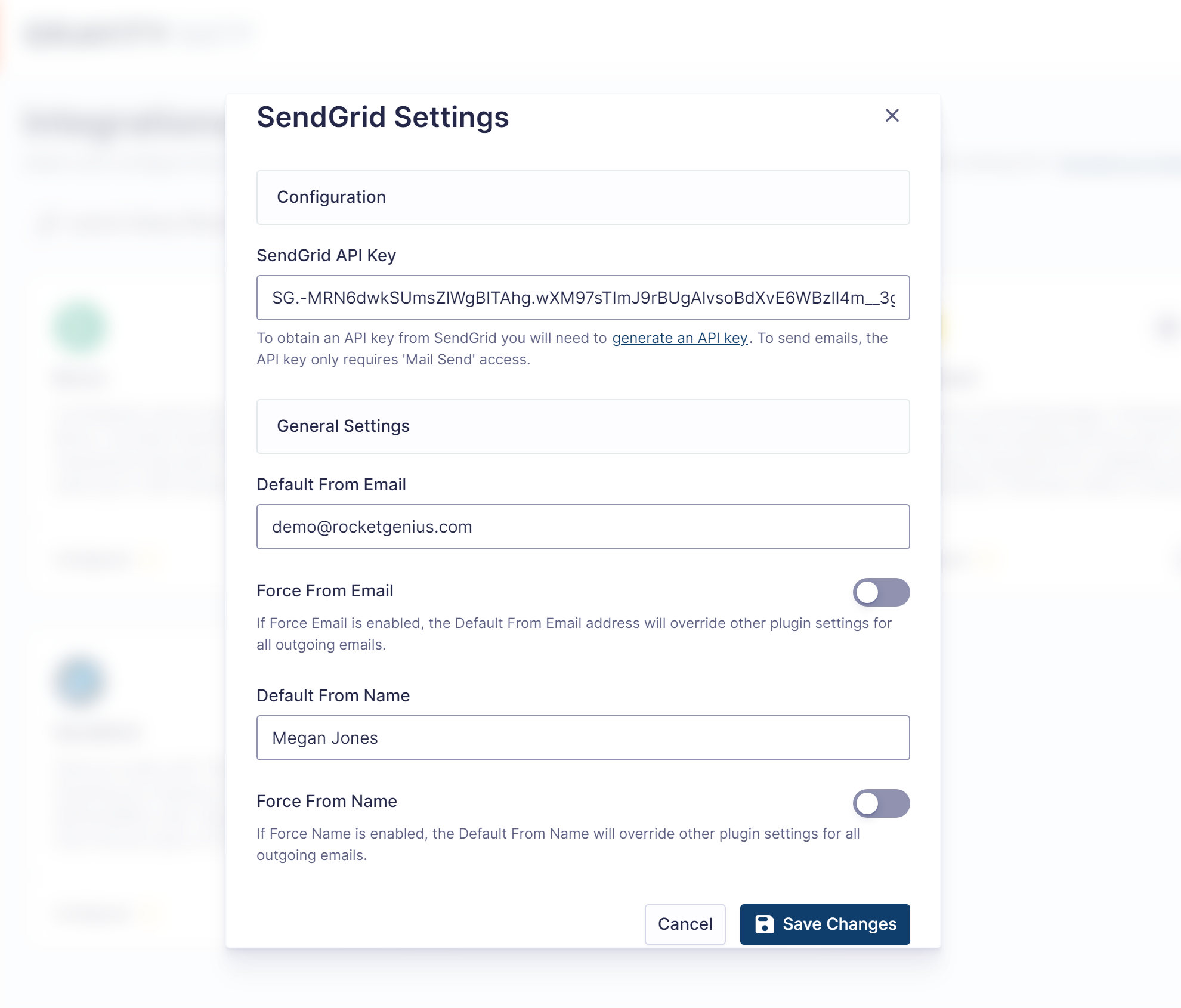 SendGrid Settings Save