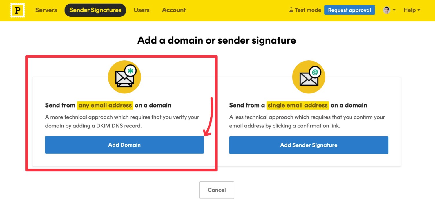 Choose domain authentication