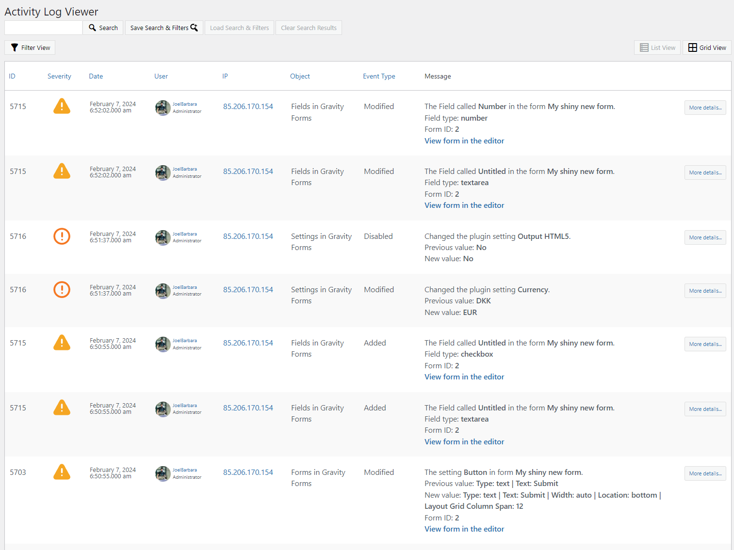 WP Activity Log