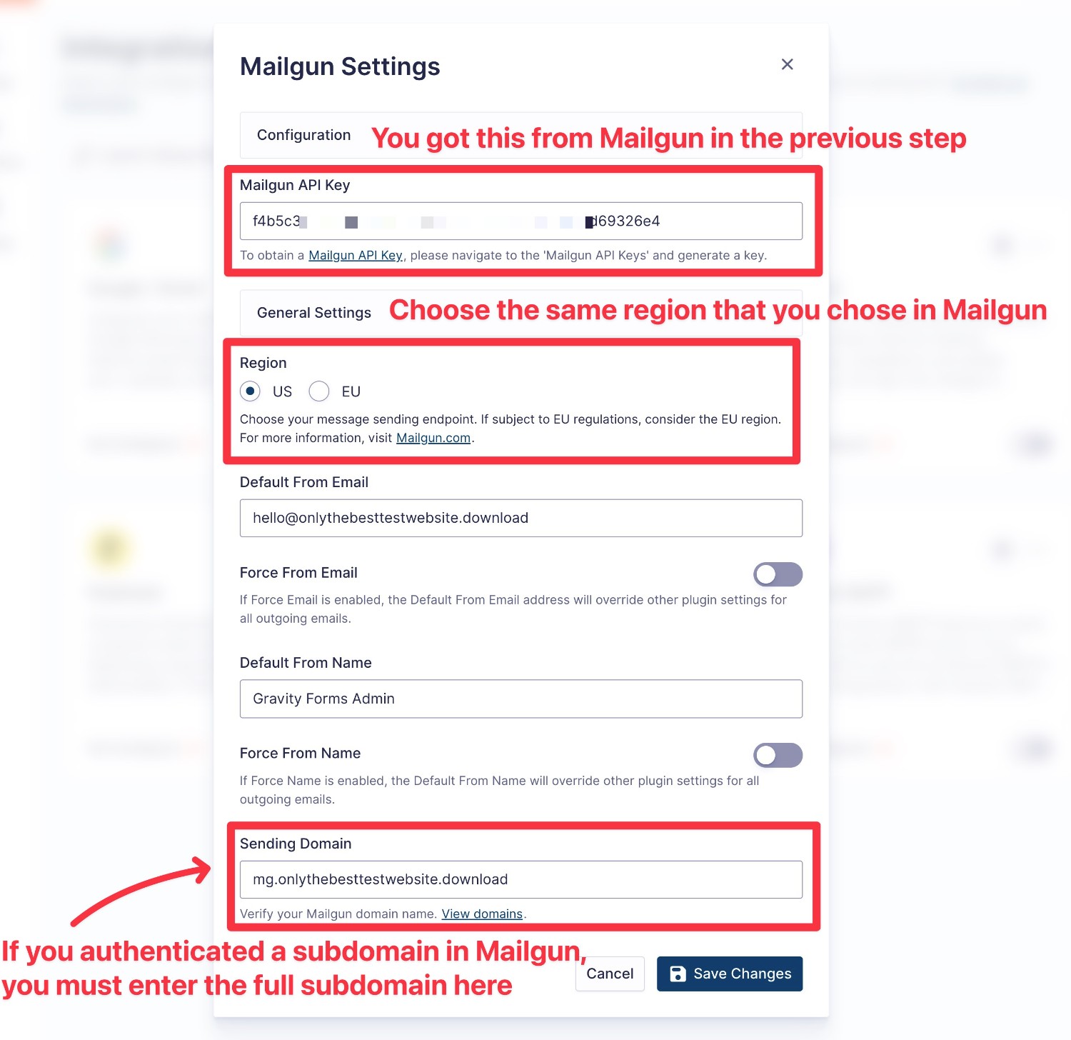 Configure Gravity SMTP Mailgun connection