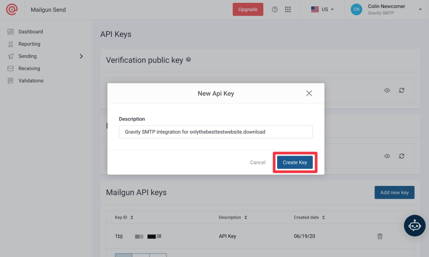 API key name