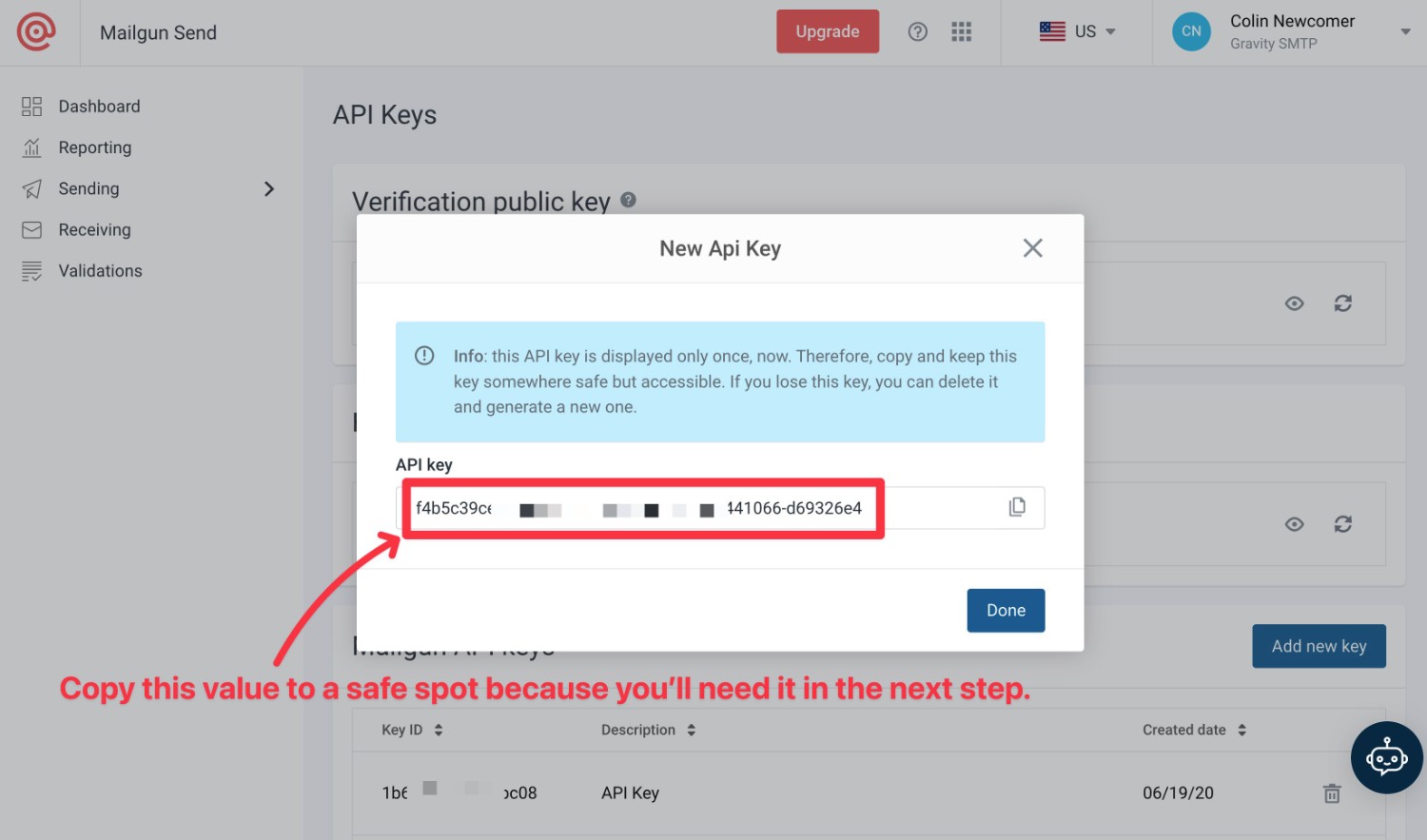 Mailgun API key