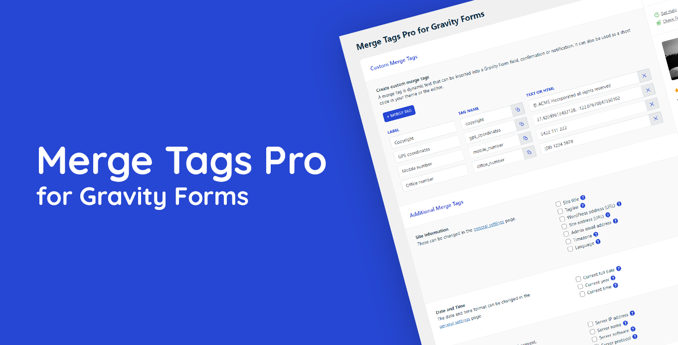 Merge Tags Pro for Gravity Forms