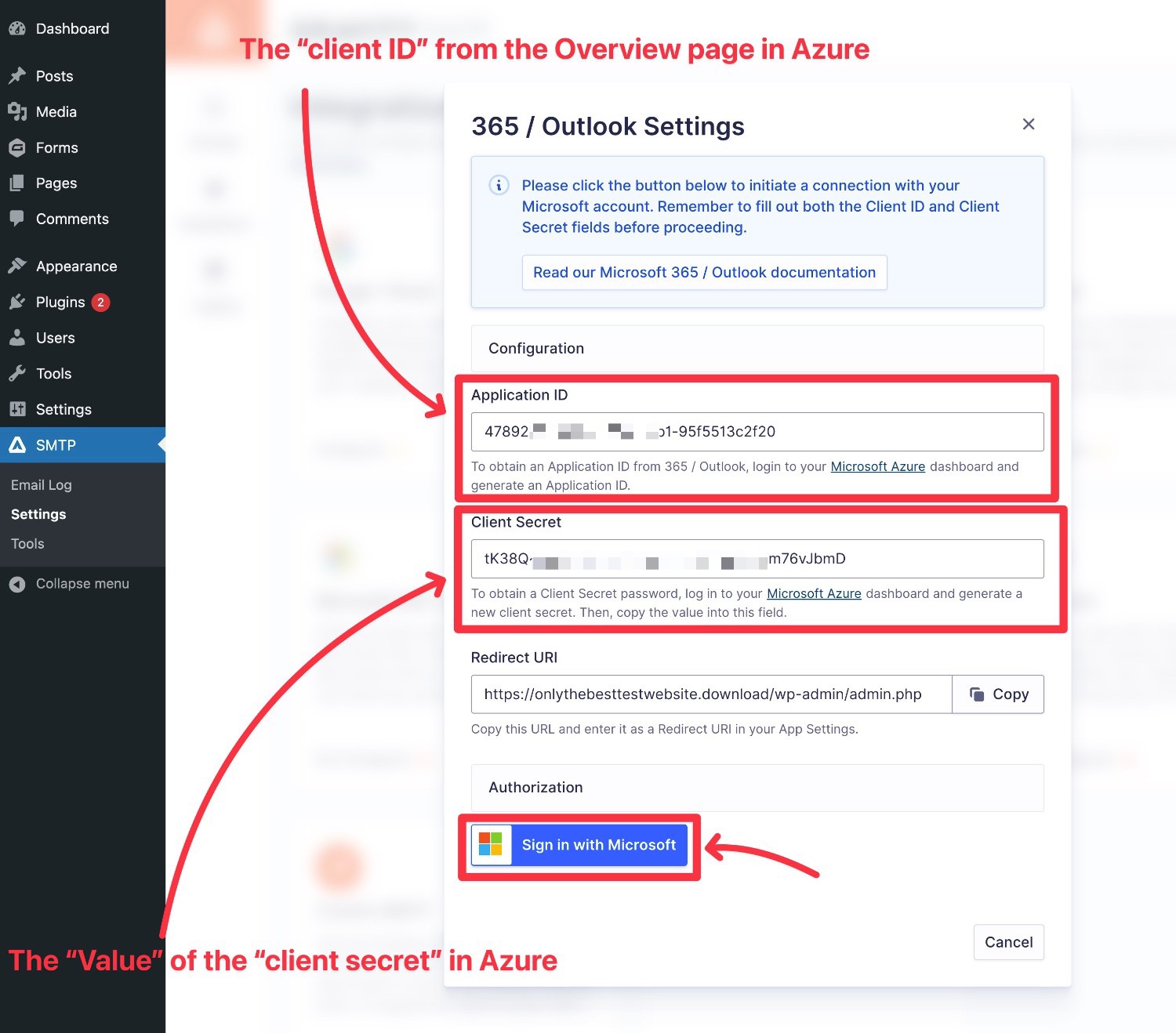 Add the client ID and value