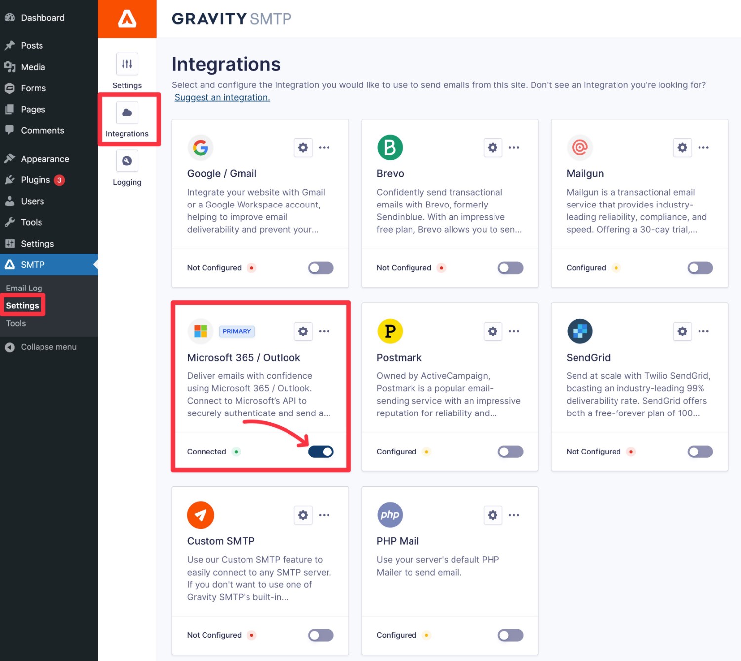 Enable Microsoft 365 as primary email sending method