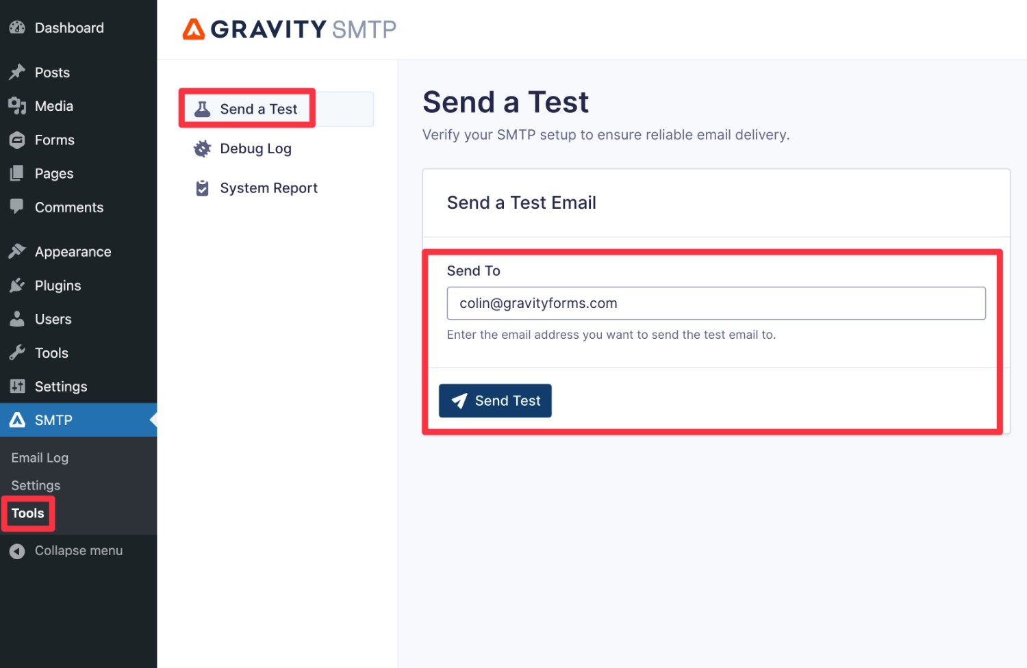 Send a test email