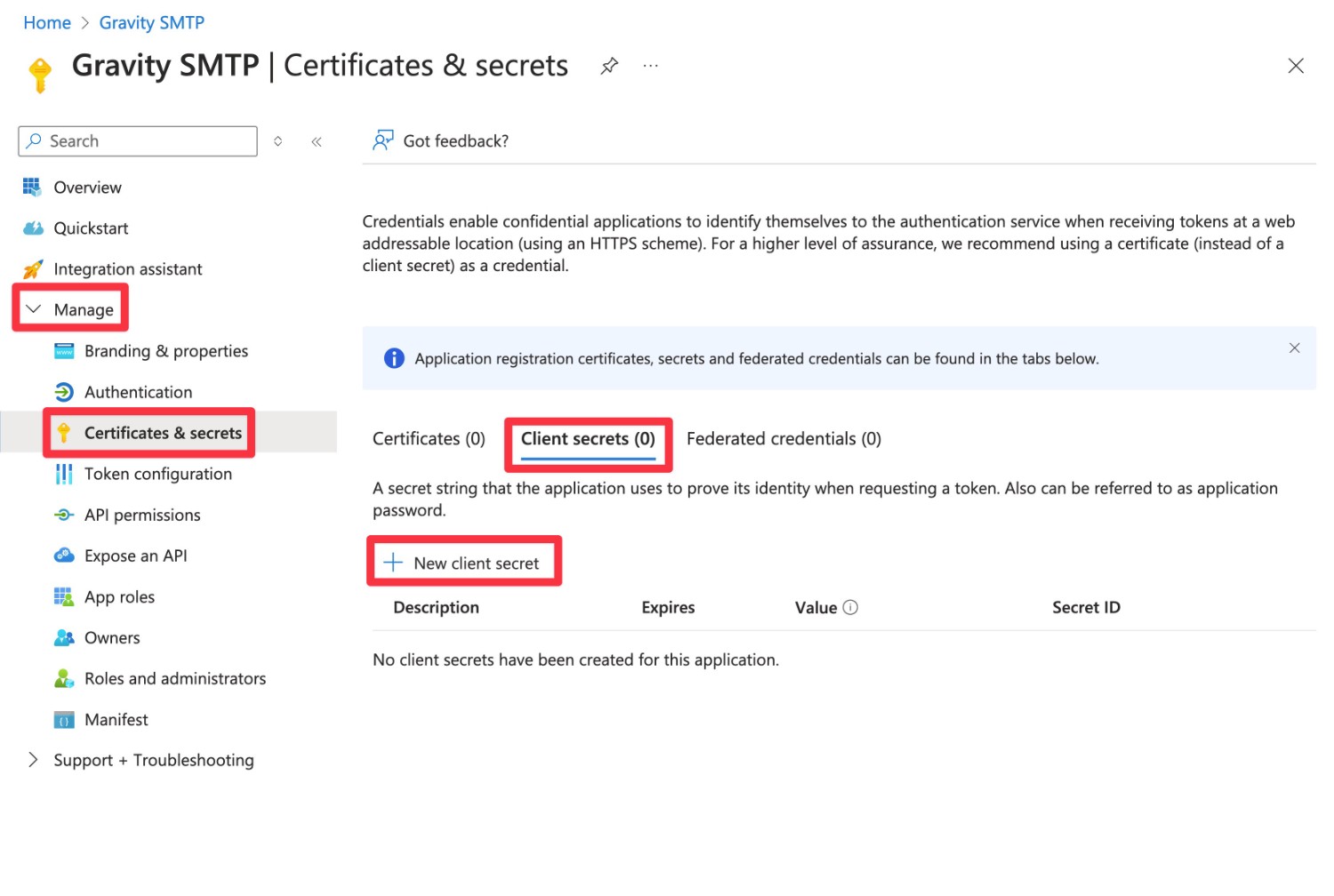 create a client secret