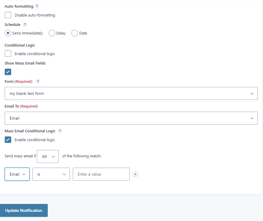 Mass Email Notifications for Gravity Forms
