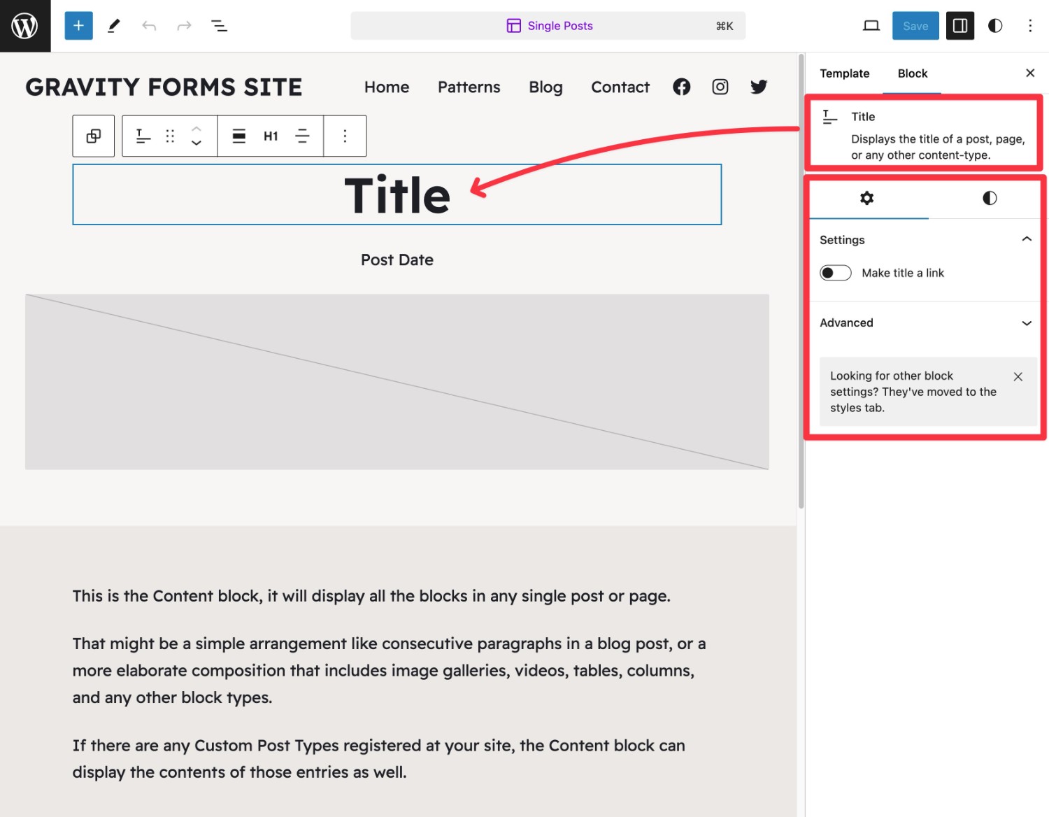 WordPress Title block