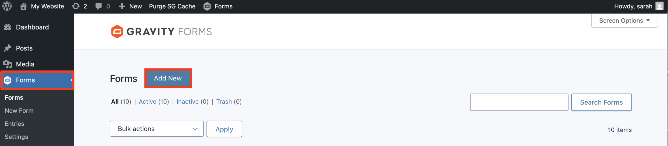 WordPress to Google Drive add new form