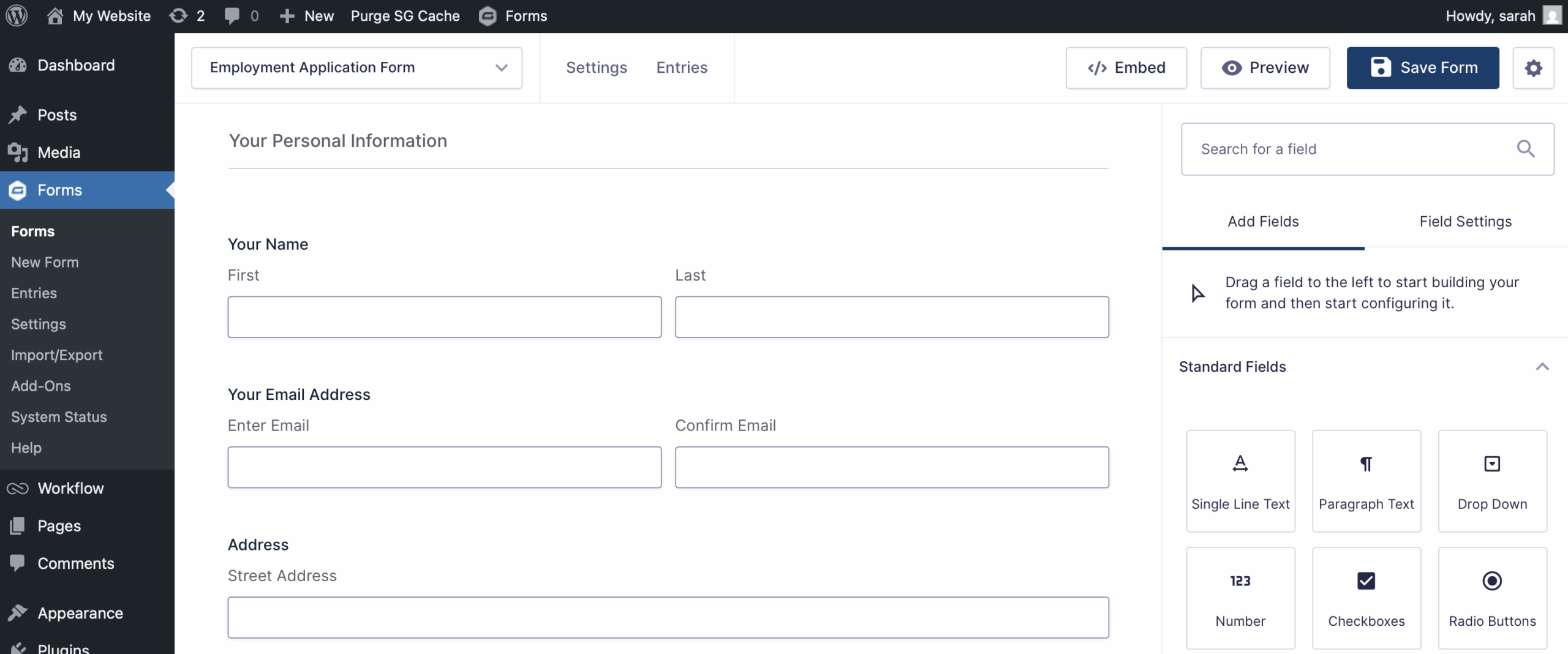 WordPress to Google Drive form builder