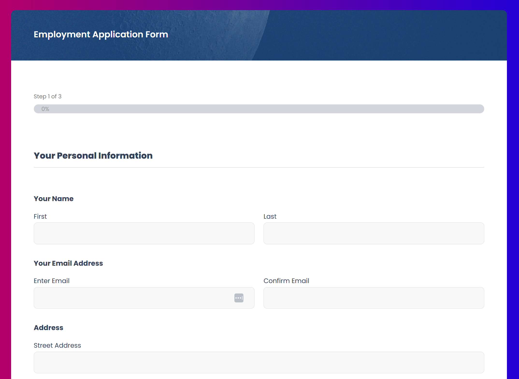 Employment Application Forms