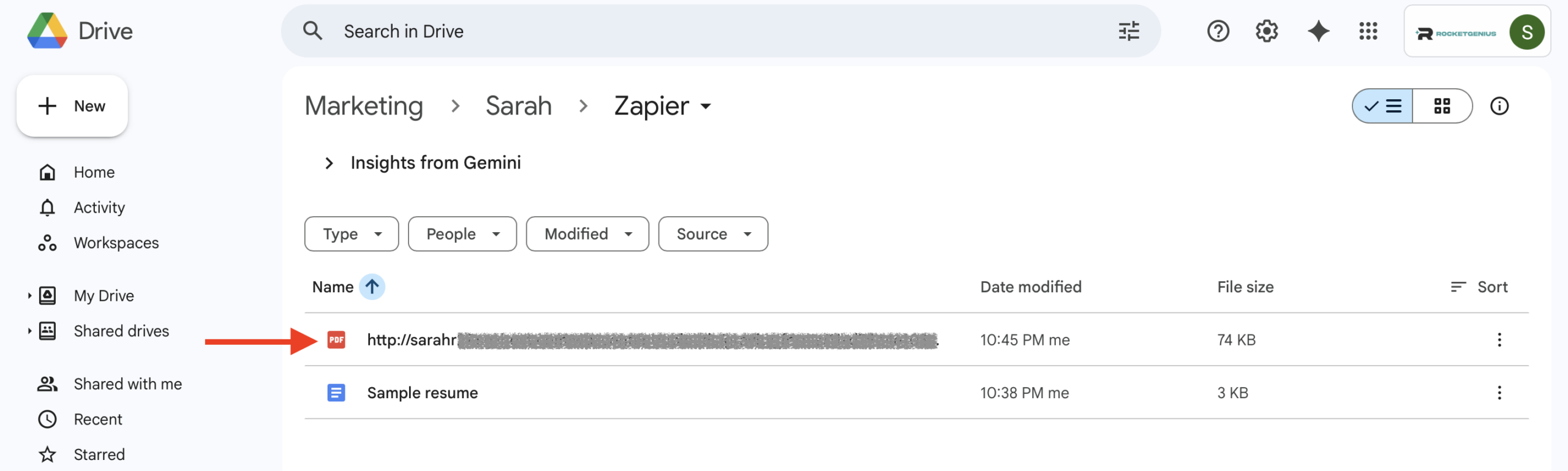 GF to Zapier successful test