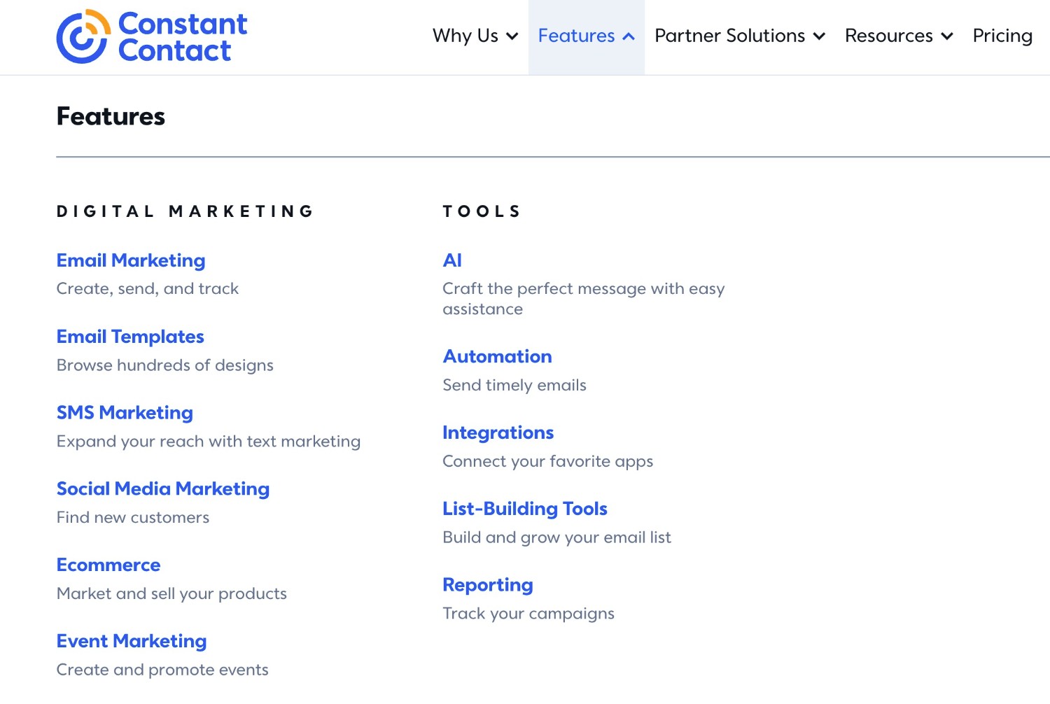 Constant Contact features