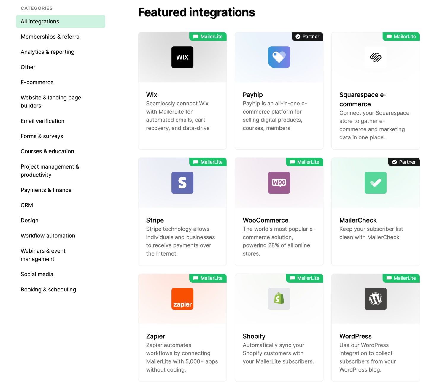 MailerLite integrations