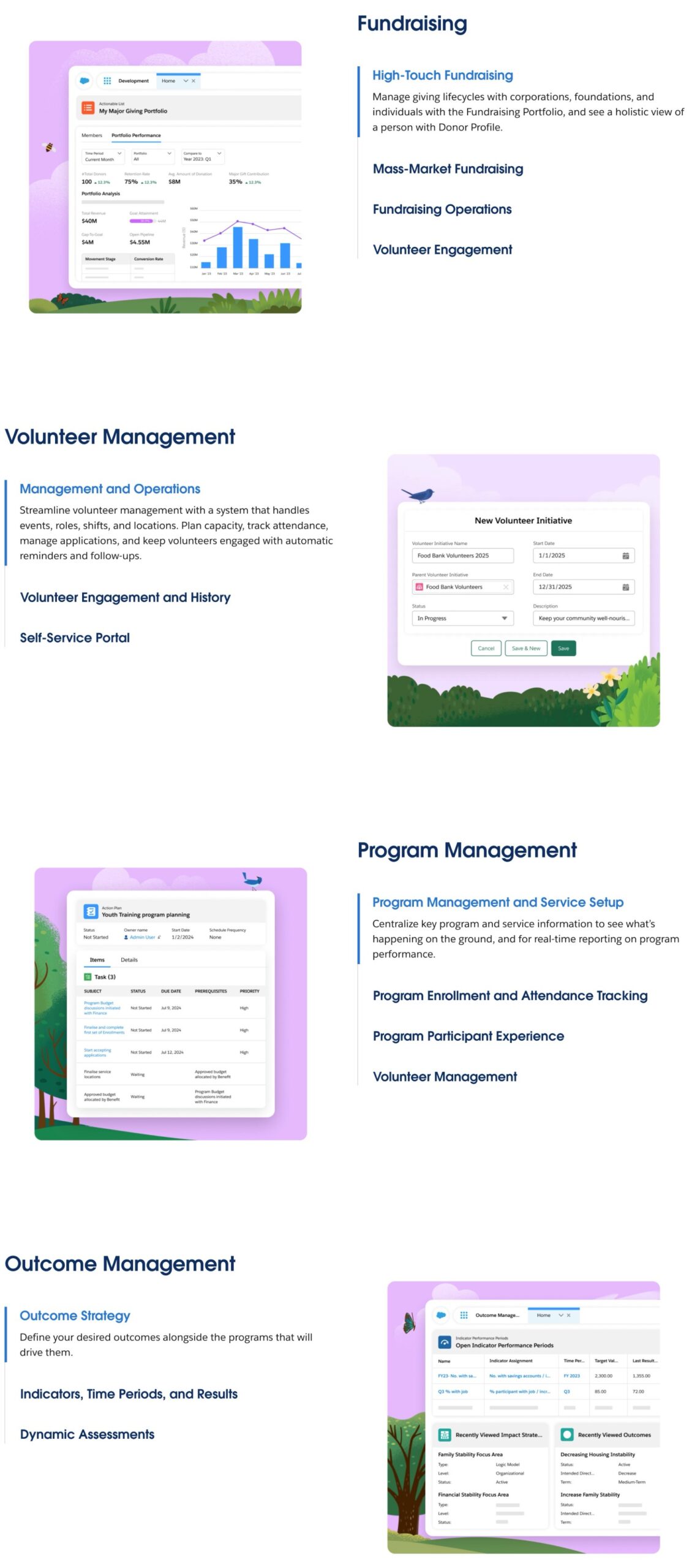 Salesforce for nonprofits features