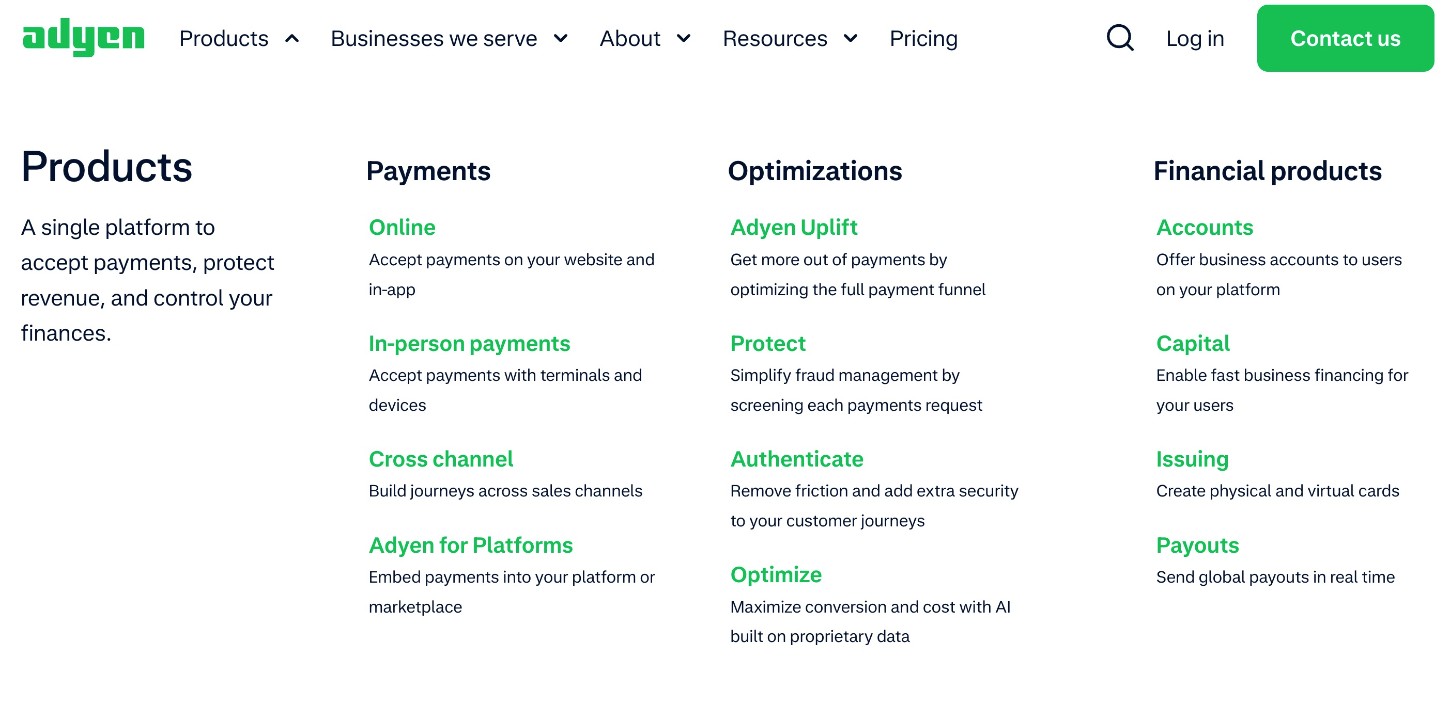 Adyen features
