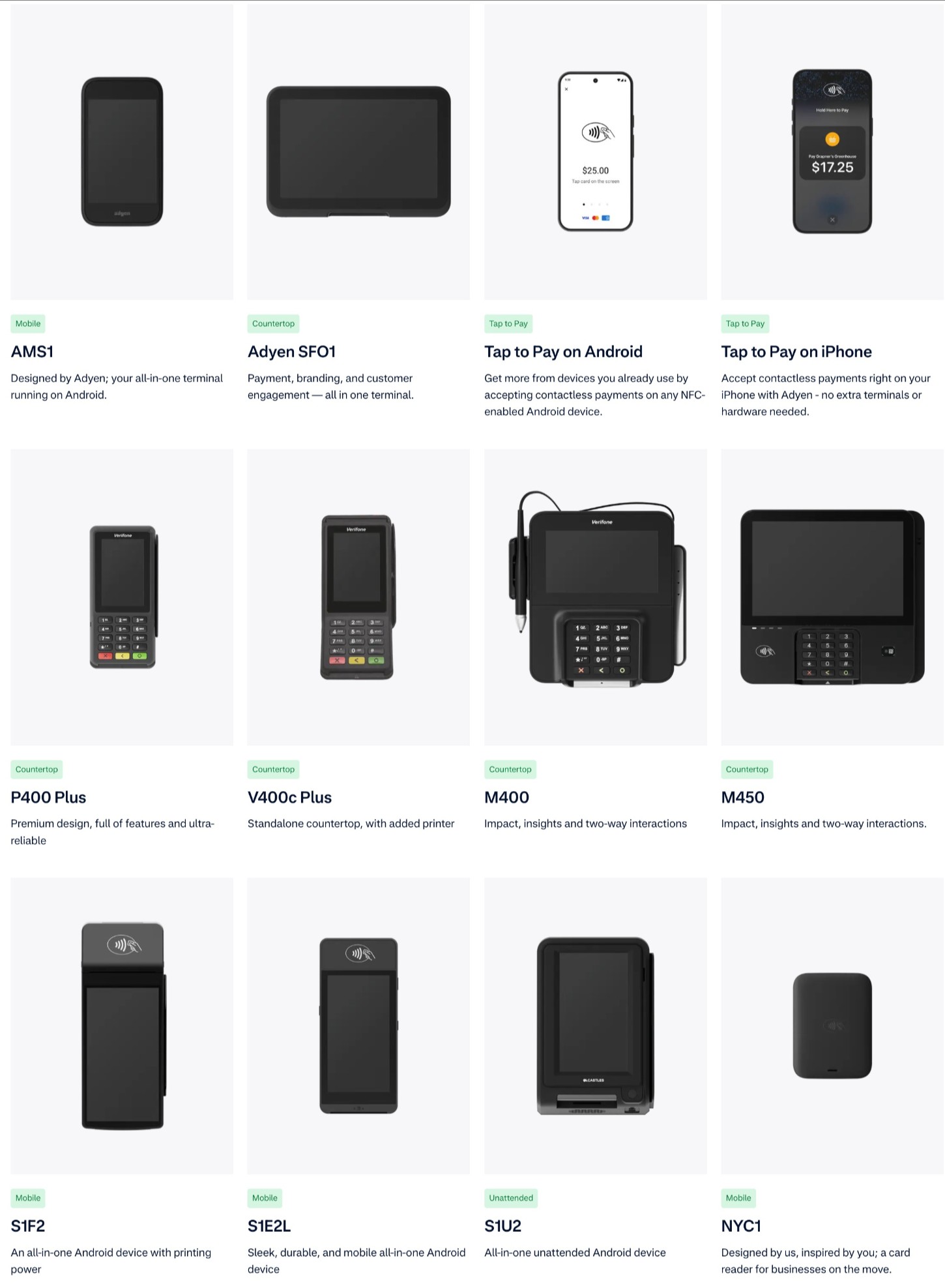 Adyen payment hardware