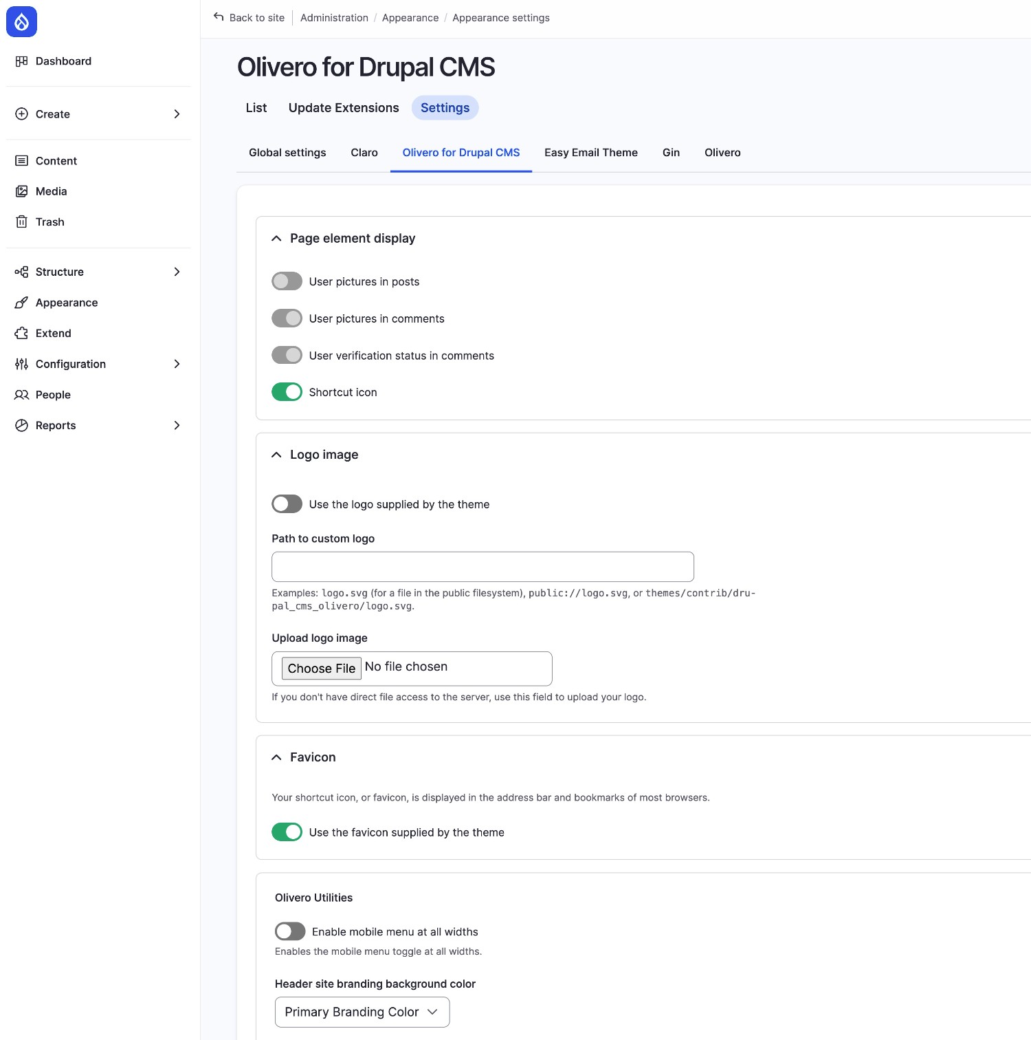 Drupal theme customizer
