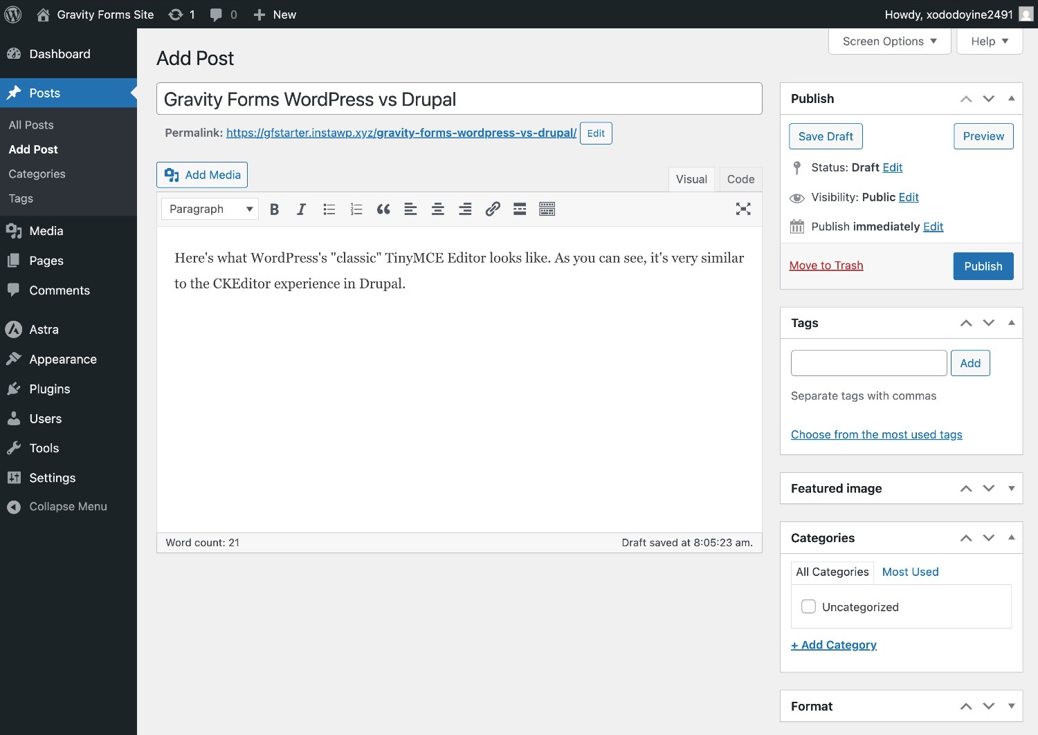 WordPress classic editor