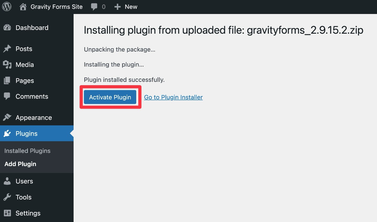 How to activate a WordPress plugin