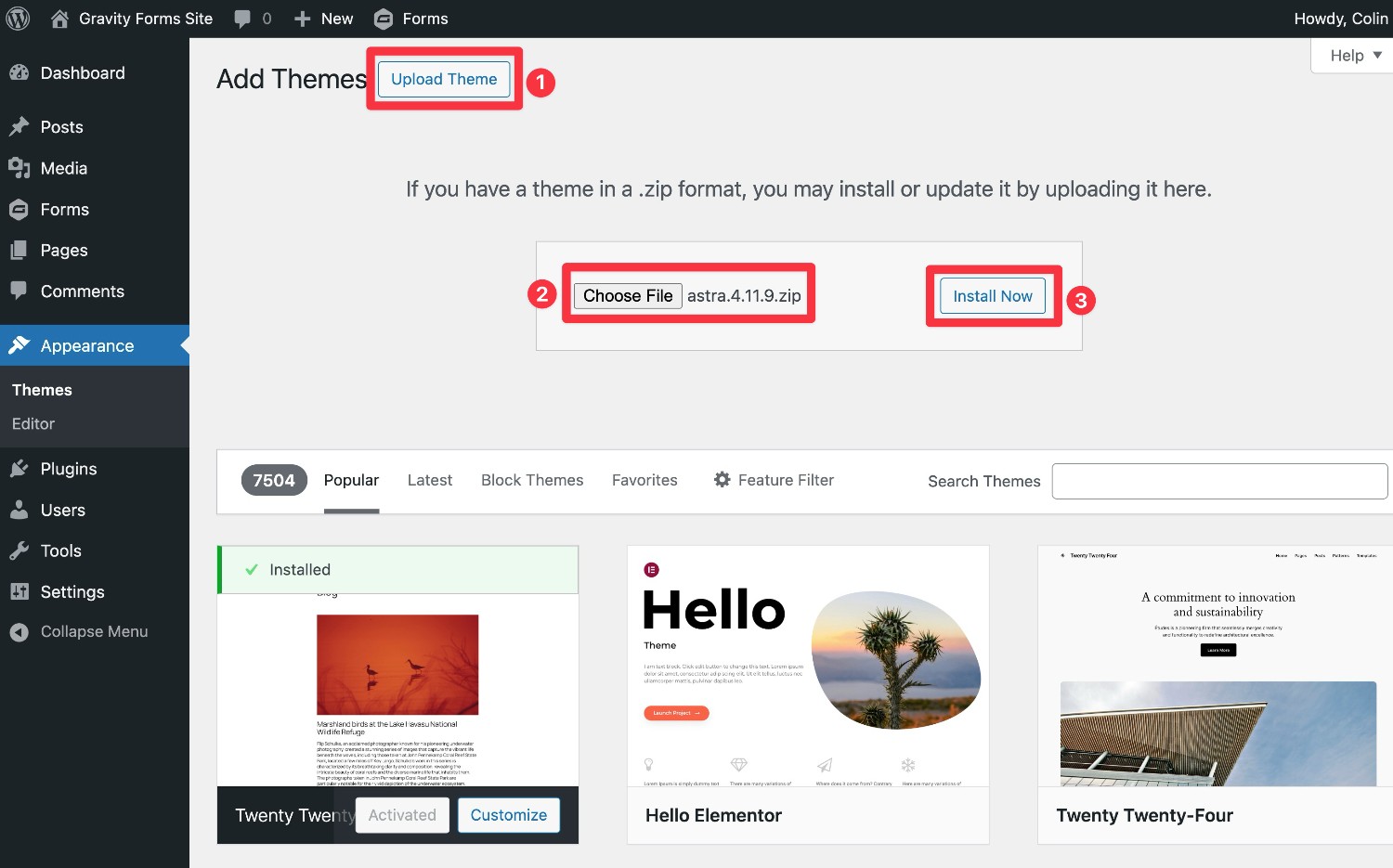 How to upload WordPress theme ZIP file